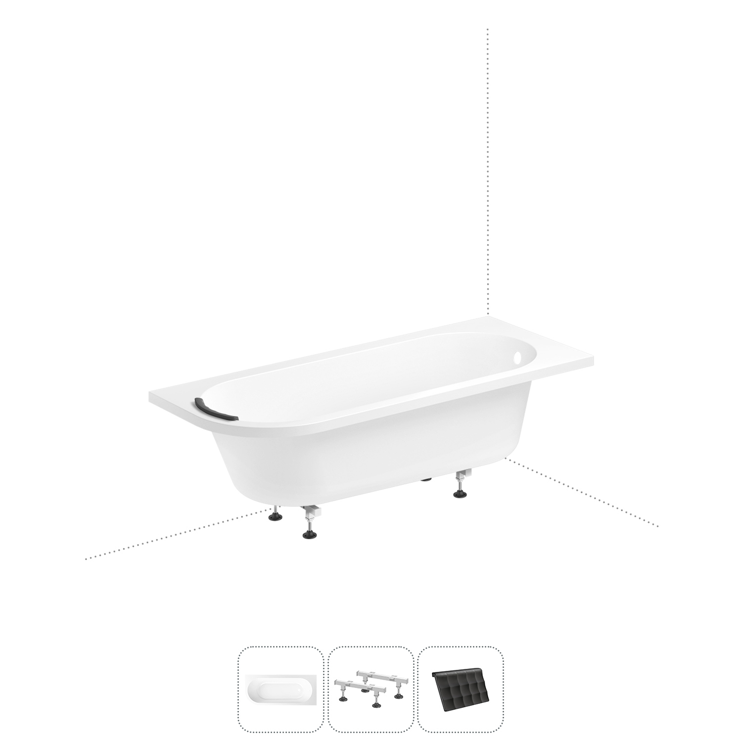 Изображение товара Ассиметричная ванна Lavinia Boho Art II S1-371317PR литьевой акрил 170x72.5 см правый разворот. с металлическими ножками и подголовником