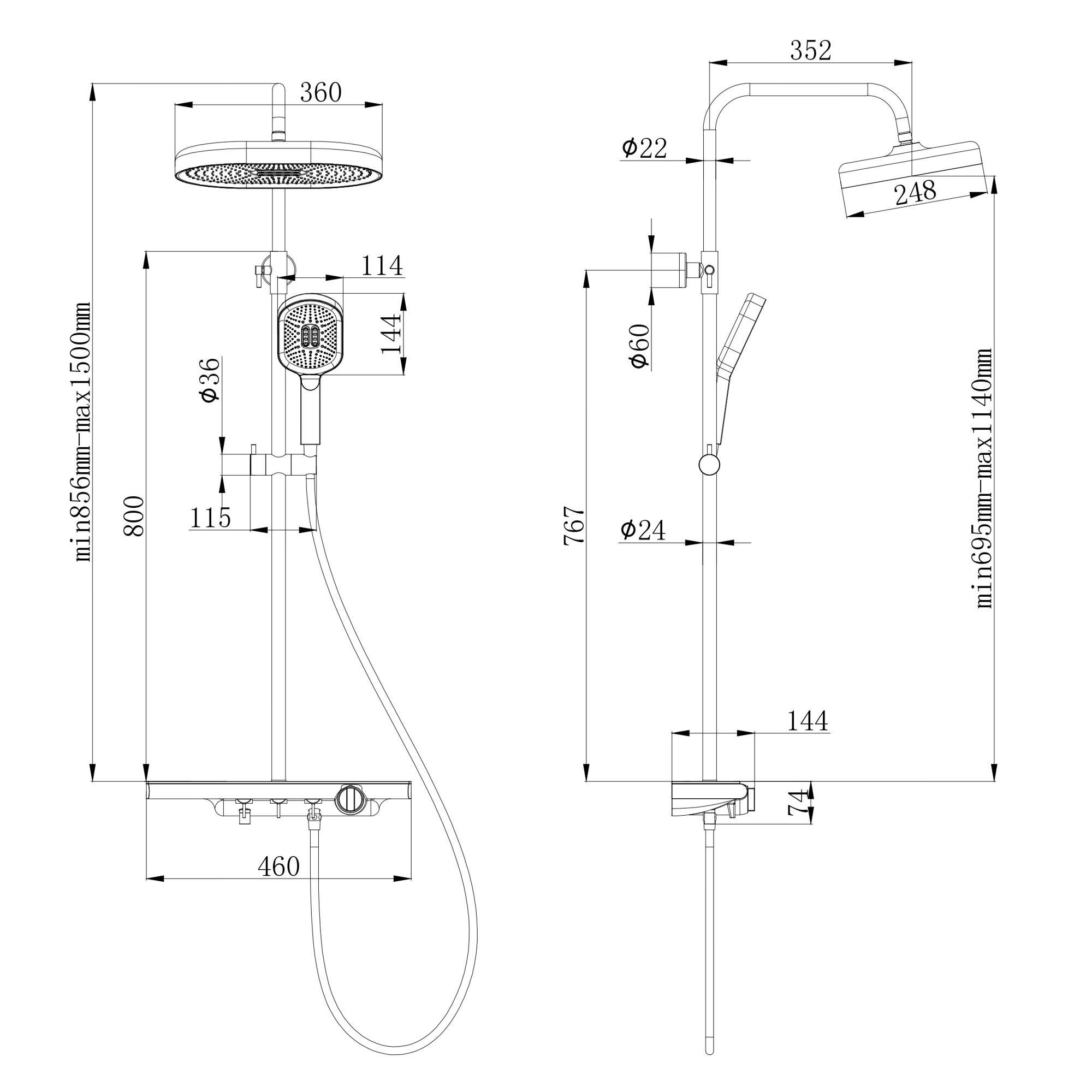 Изображение товара Душевая система ESKO ST350 со смесителем цвет хром