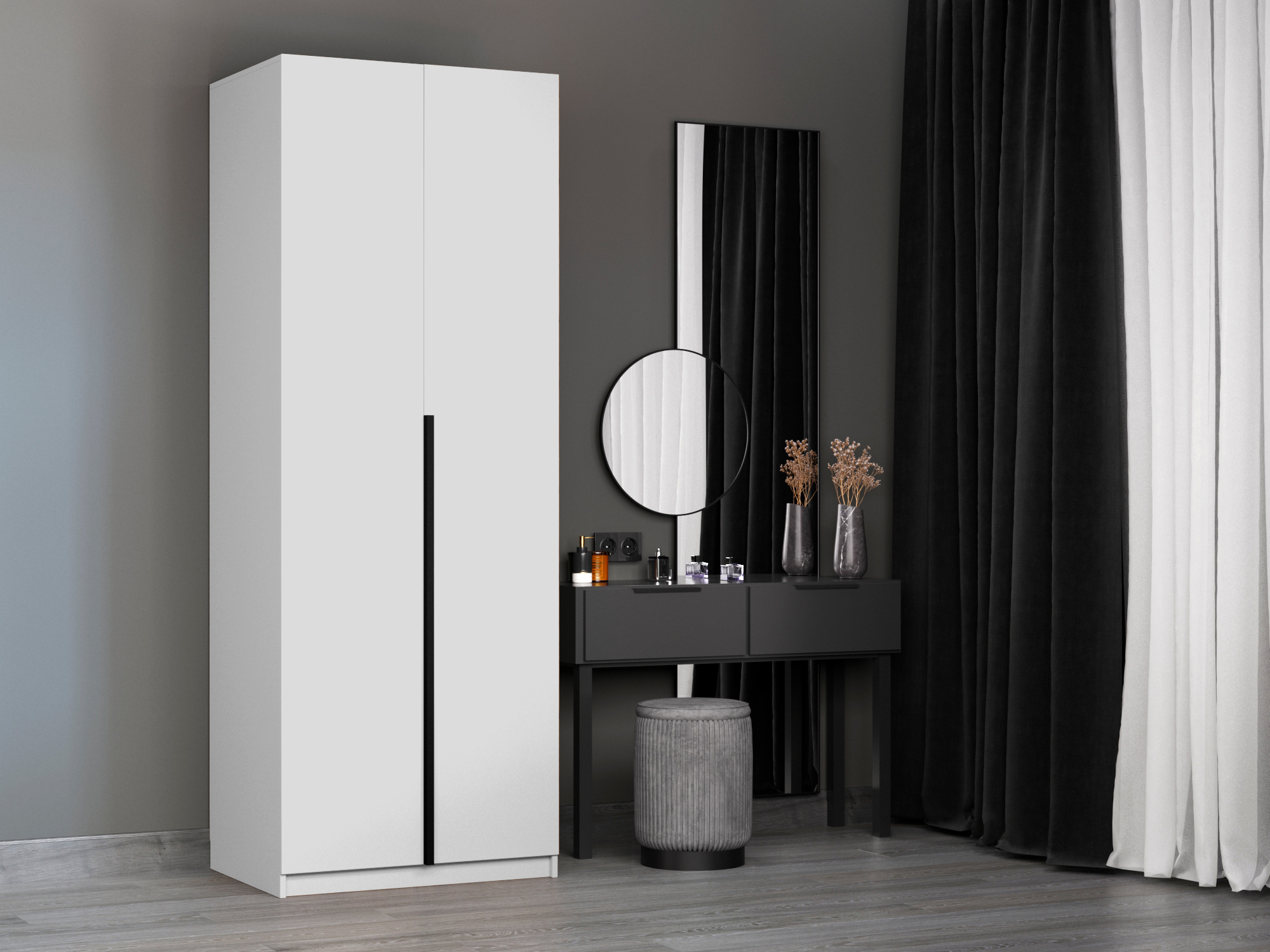 Изображение товара Шкаф распашной WingLine 81x220x52.5 см белый снег Мебельная компания Е1