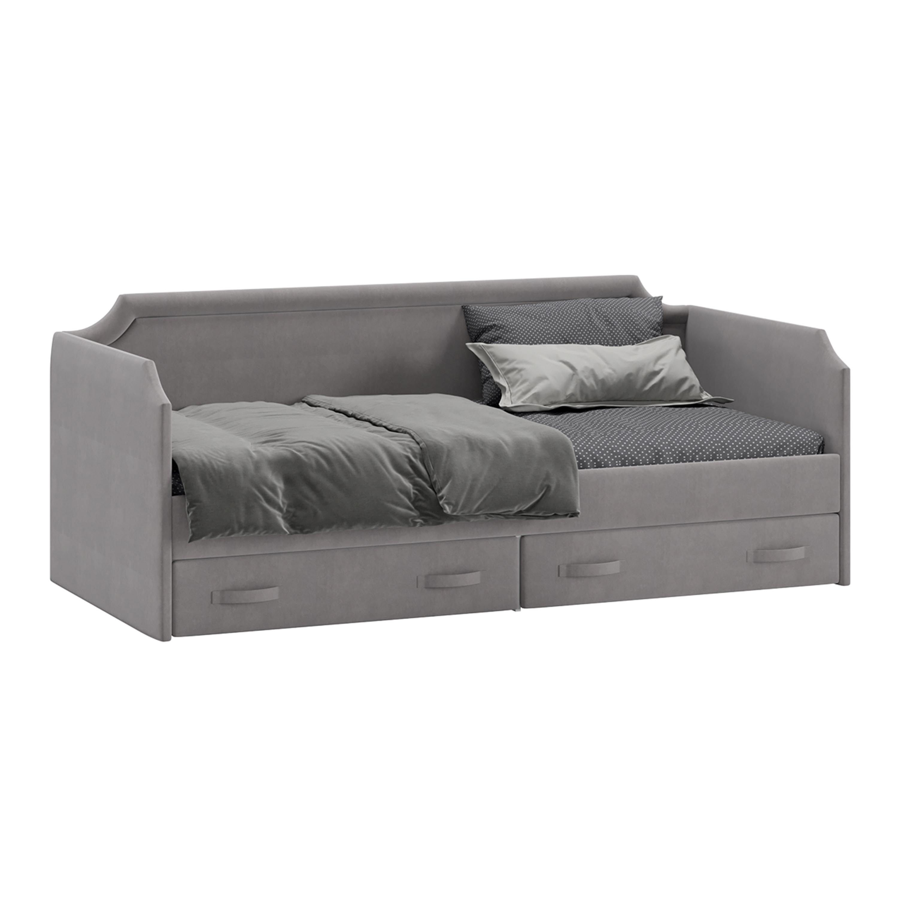 Изображение товара Кровать Трия Кантри 206 x 90 x 96 см ЛДСП цвет велюр светло-серый