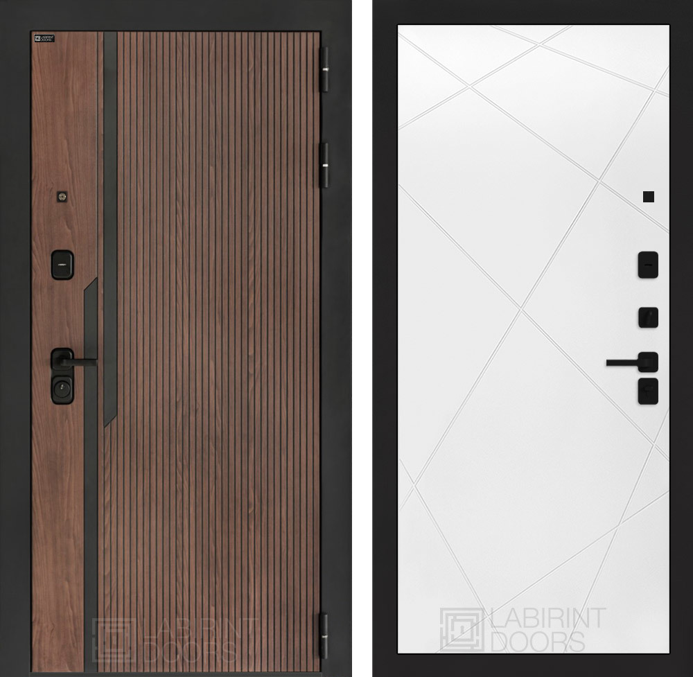 Изображение товара Входная дверь Лабиринт Кармина правый 205x96см цвет орех американский с патиной/белый софт с панелью П24