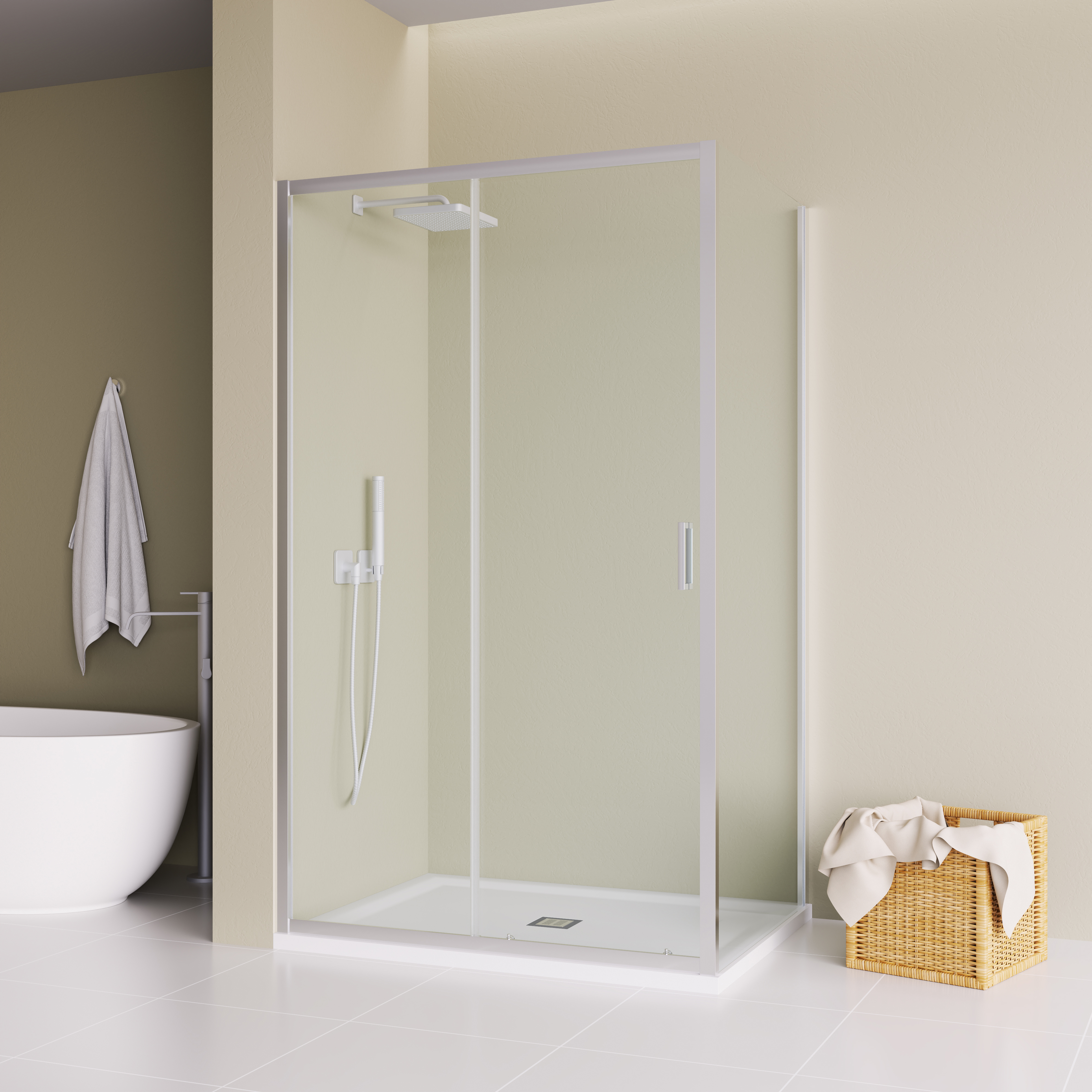 Изображение товара Душевой уголок Mebelvann - BEN_903_SL_C_1950x1200x800 прямоугольный 80x120см хромированный профиль эффект стекла прозрачное закаленное стекло