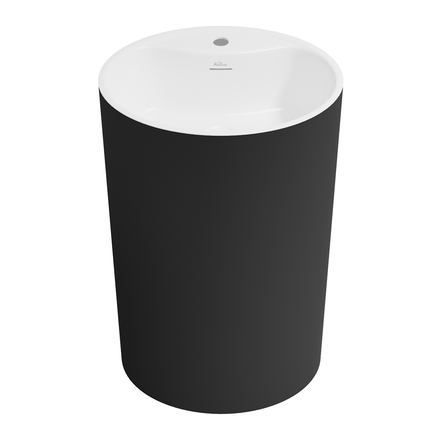 Изображение товара Напольная раковина Wellsee Coquillage 50см белый глянец Черный матовый стенки