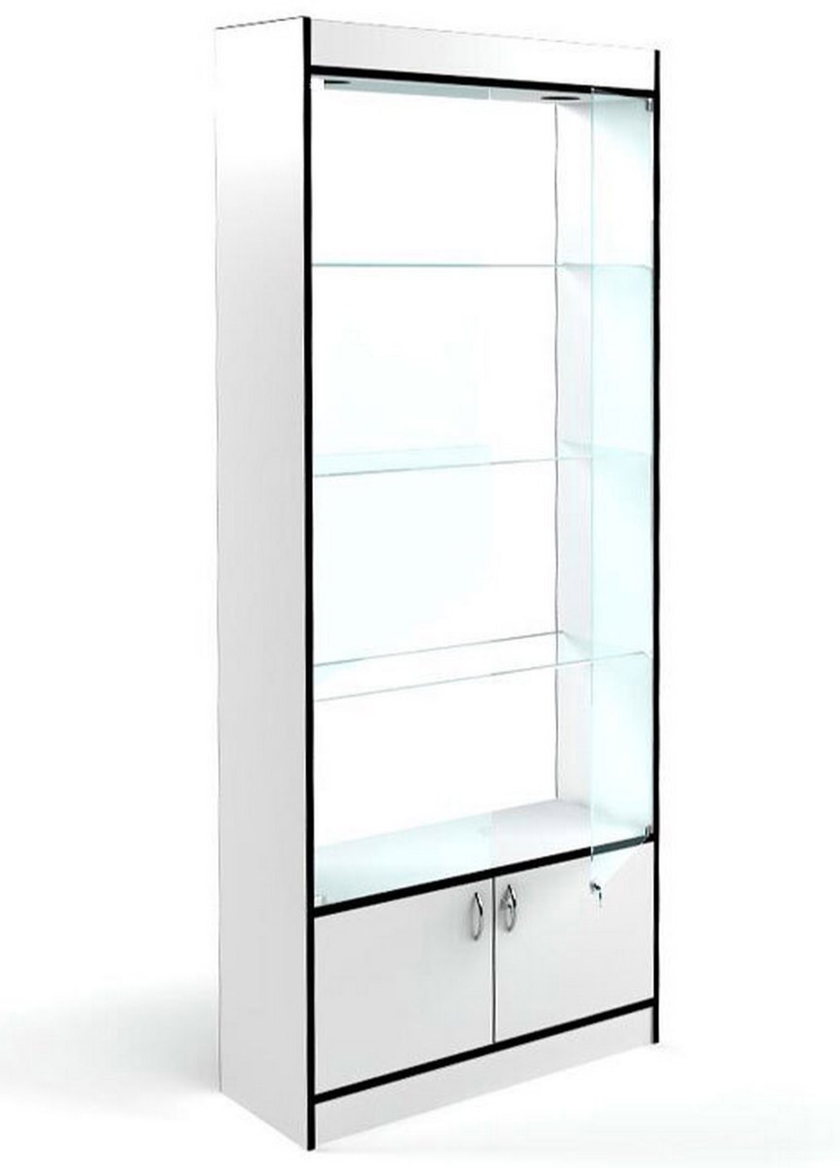 Изображение товара Шкаф-витрина 85x200 см Универсал №64-С белый с дверями