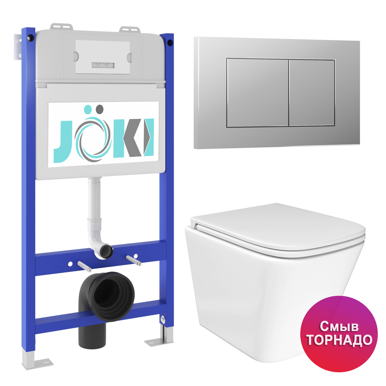 Изображение товара Комплект инсталляция с унитазом Joki Verna 6 в 1 белый текст