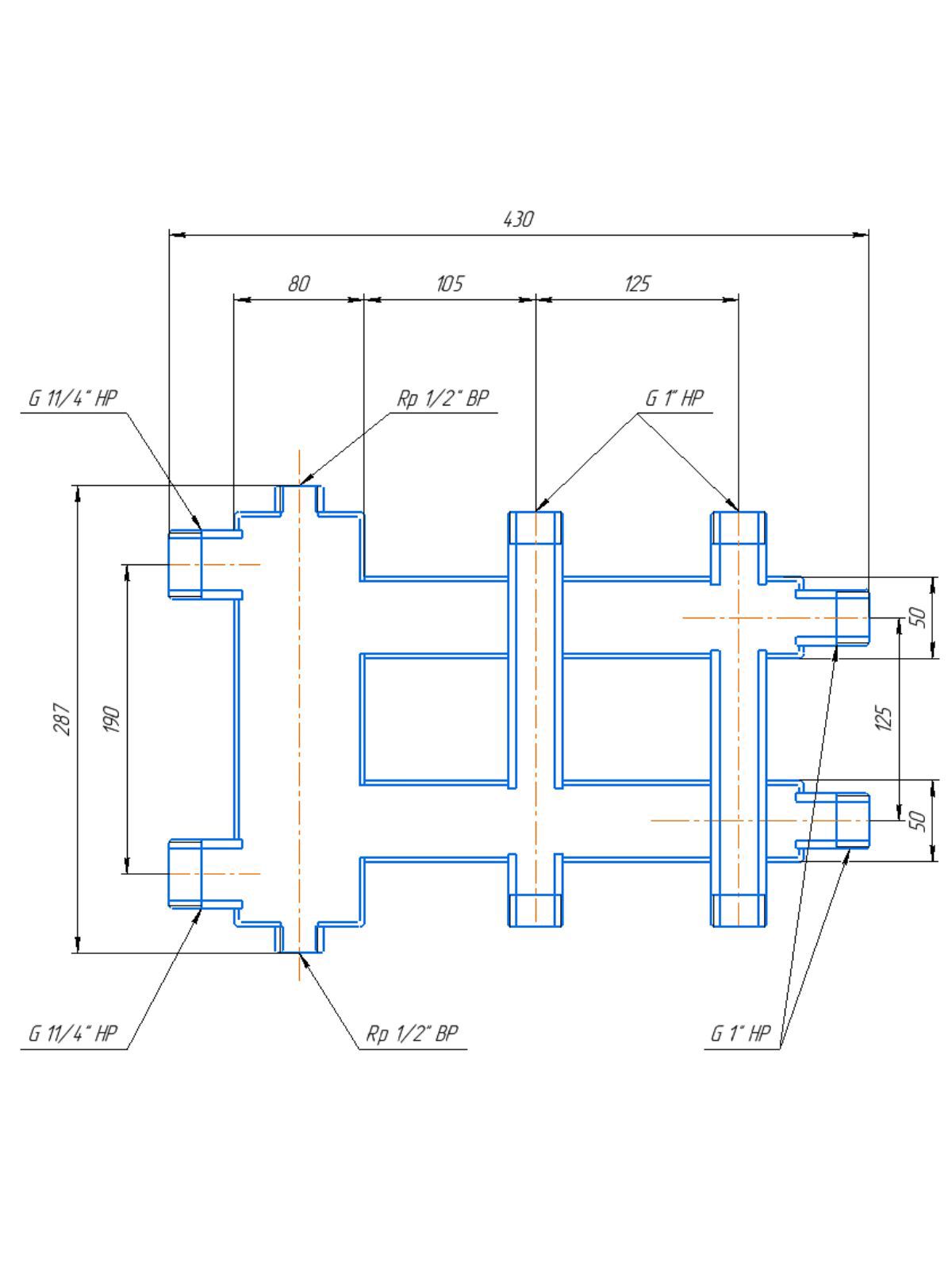 Изображение товара Коллектор с гидрострелкой NORD NKD.R.60.1+1+1 для котла до 60 кВт