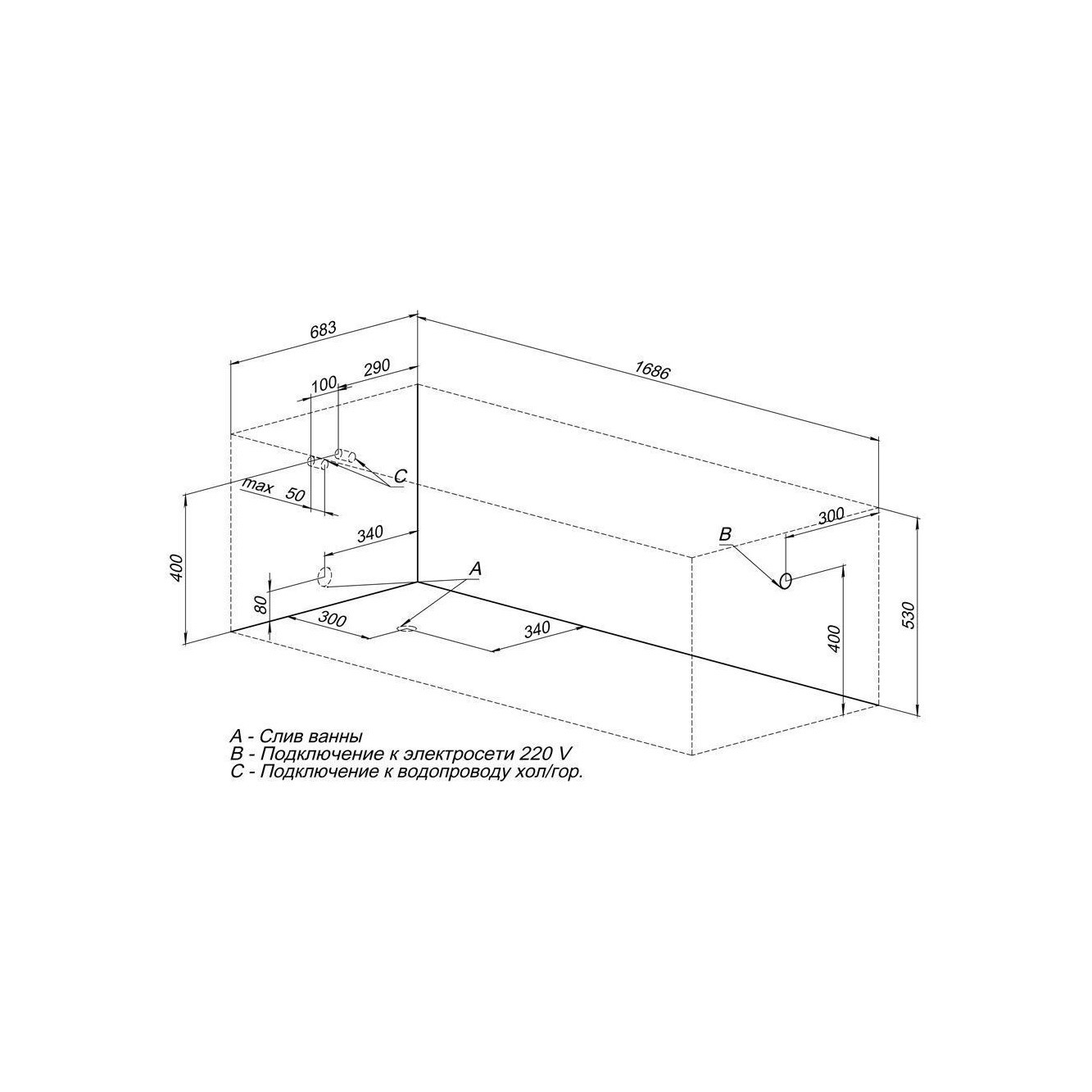 Изображение товара Прямоугольная ванна Aquanet Extra 170x70 акрил с каркасом