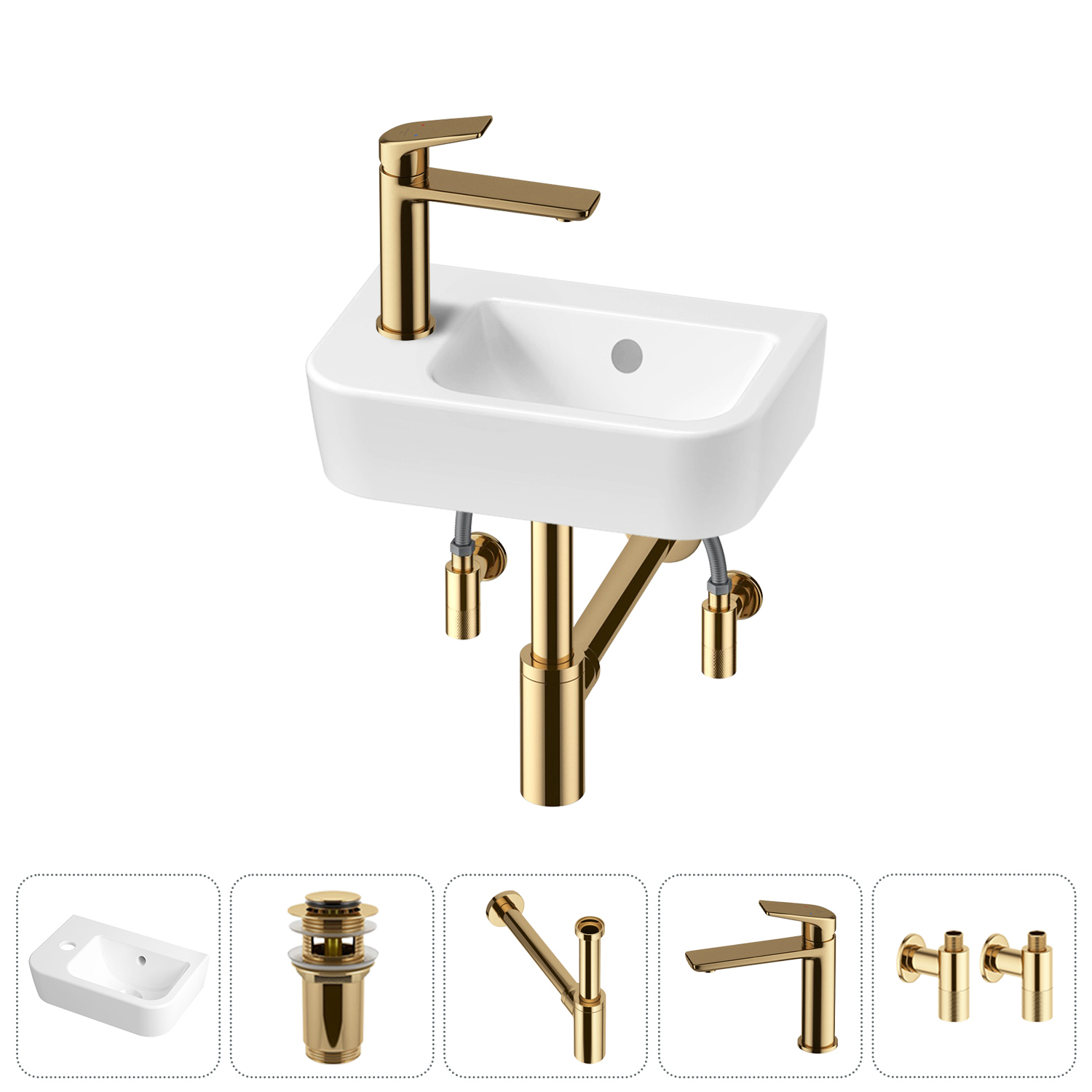 Изображение товара Раковина Lavinia boho one 20217299R 37см белая с донным клапаном сифон и смесителем