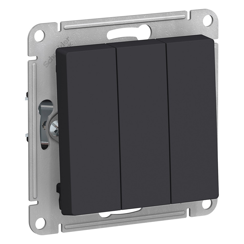 Изображение товара Выключатель встраиваемый Systeme electric AtlasDesign ATN001031 3 клавиши цвет черный