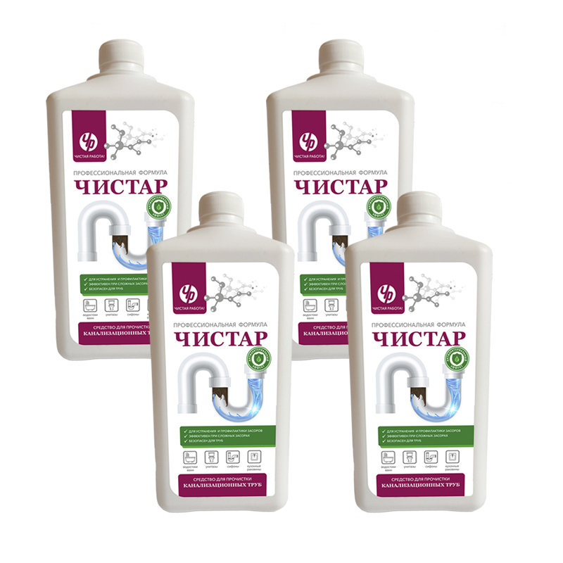 Изображение товара Средство для прочистки труб Чистар 1 л 4 шт - удаление засоров профилактика