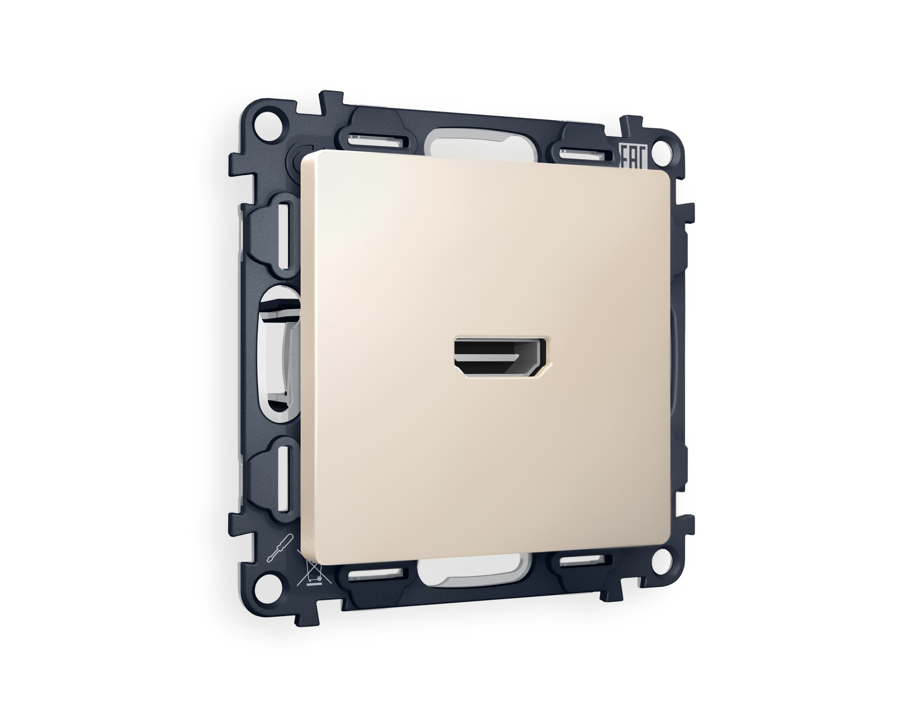 Изображение товара Розетка HDMI 2.0 встраиваемая Ambrella Volt Альфа MA334010 с заземлением бежевый матовый Изображение товара Розетка HDMI 2.0 встраиваемая Ambrella Volt Альфа MA334010 с заземлением бежевый матовый