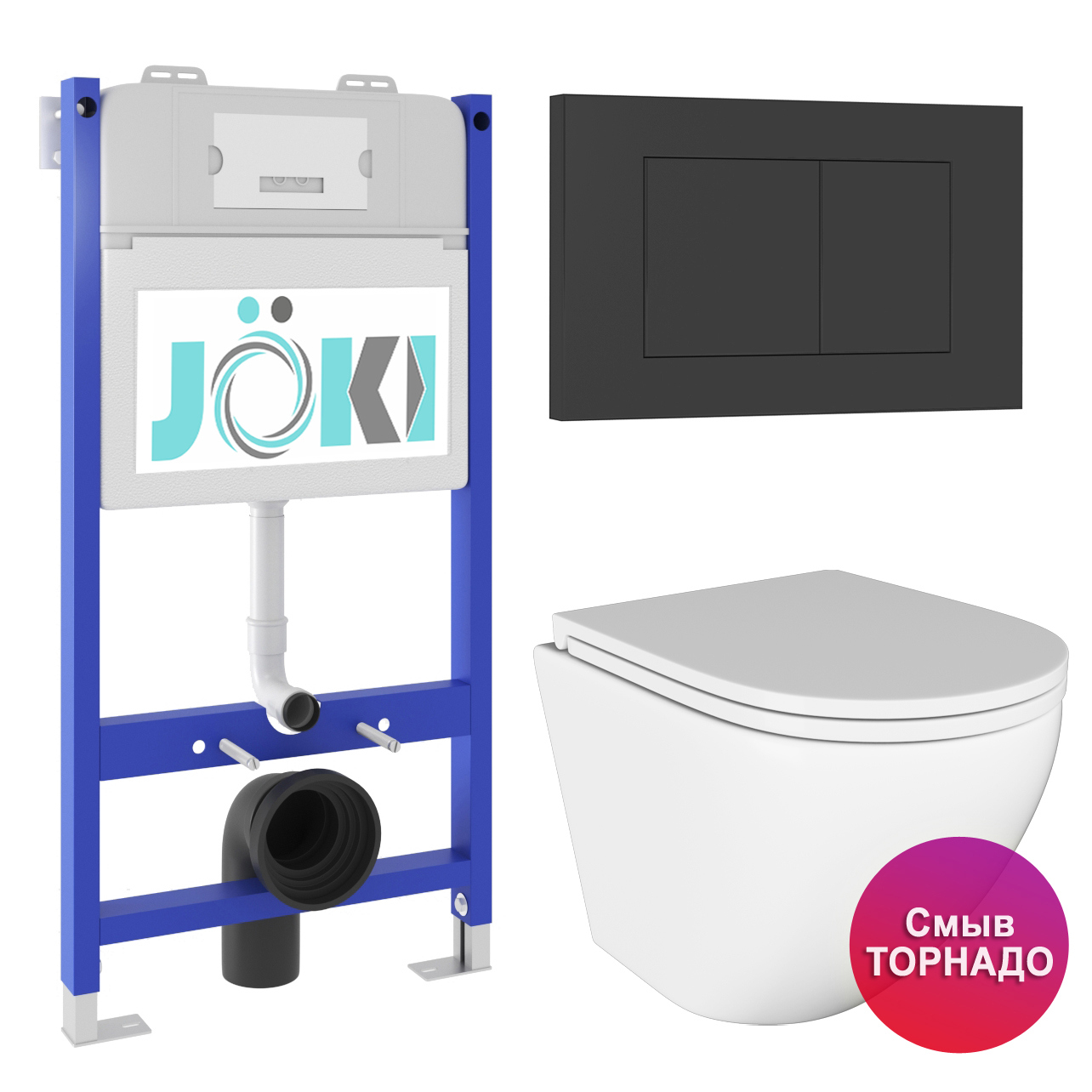 Изображение товара Комплект инсталляция с унитазом Joki 6 в 1 белый для капитальных стен