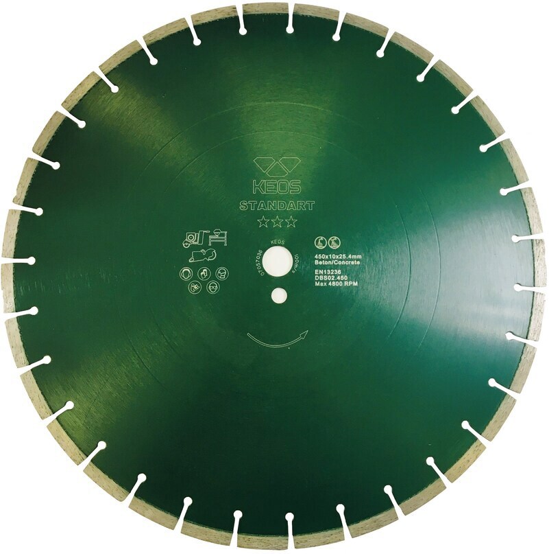 Изображение товара Диск алмазный по бетону Keos DBS02.450 с сегментированной кромкой 450x25.4x3.2 мм