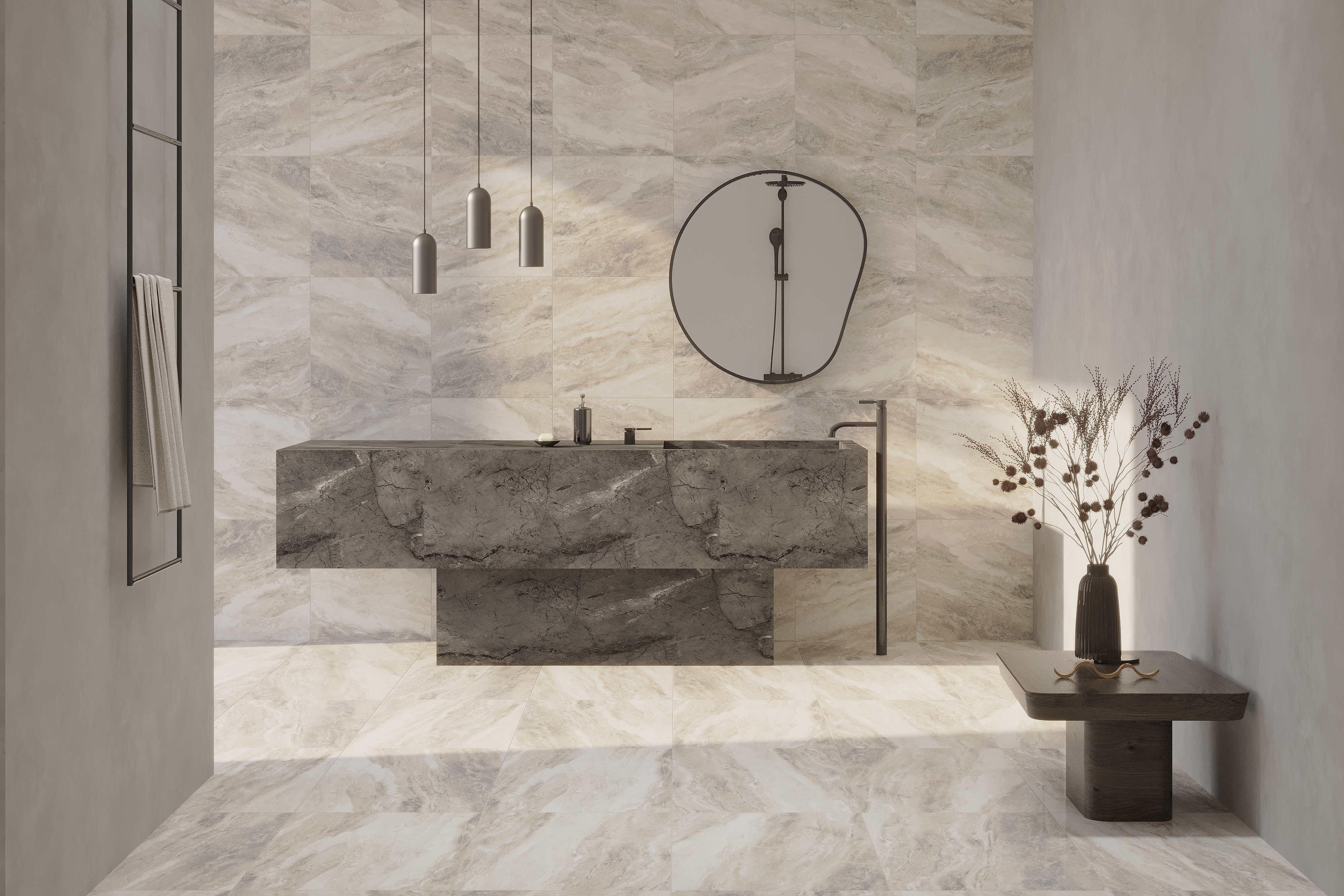 Изображение товара Керамогранит Kerald Tosco Crema glossy 60x60 см светло-серый для стен и пола