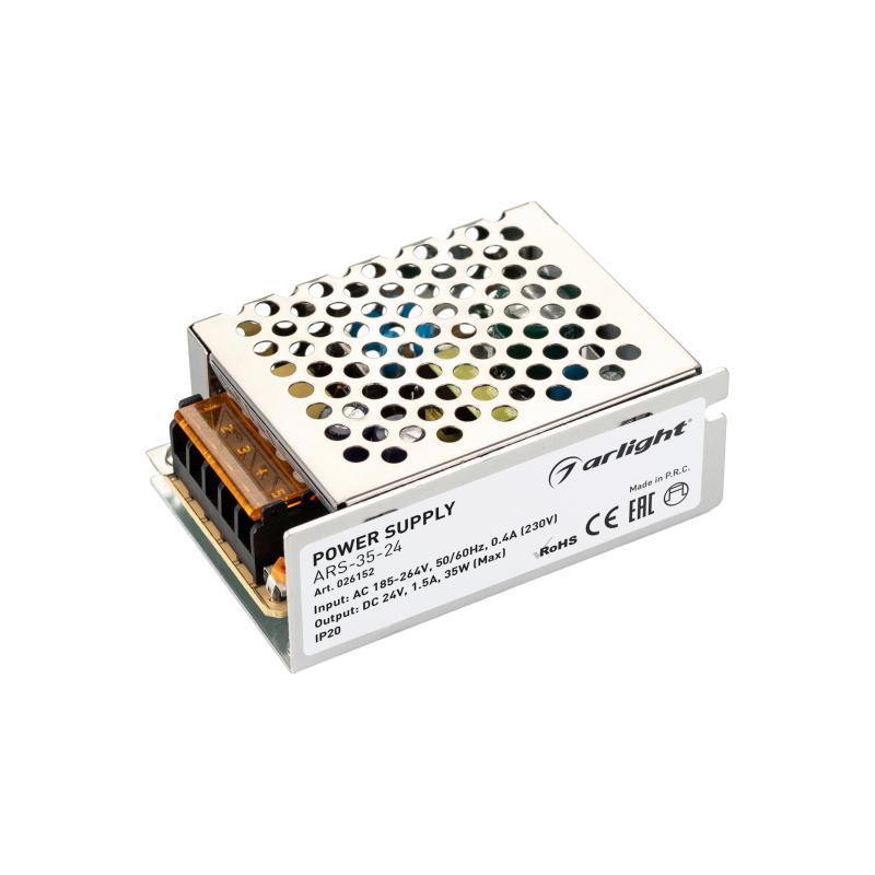 Изображение товара ARLIGHT 026152 Блок питания драйвер для светодиодов 24В 1 5A 35Вт IP20 China