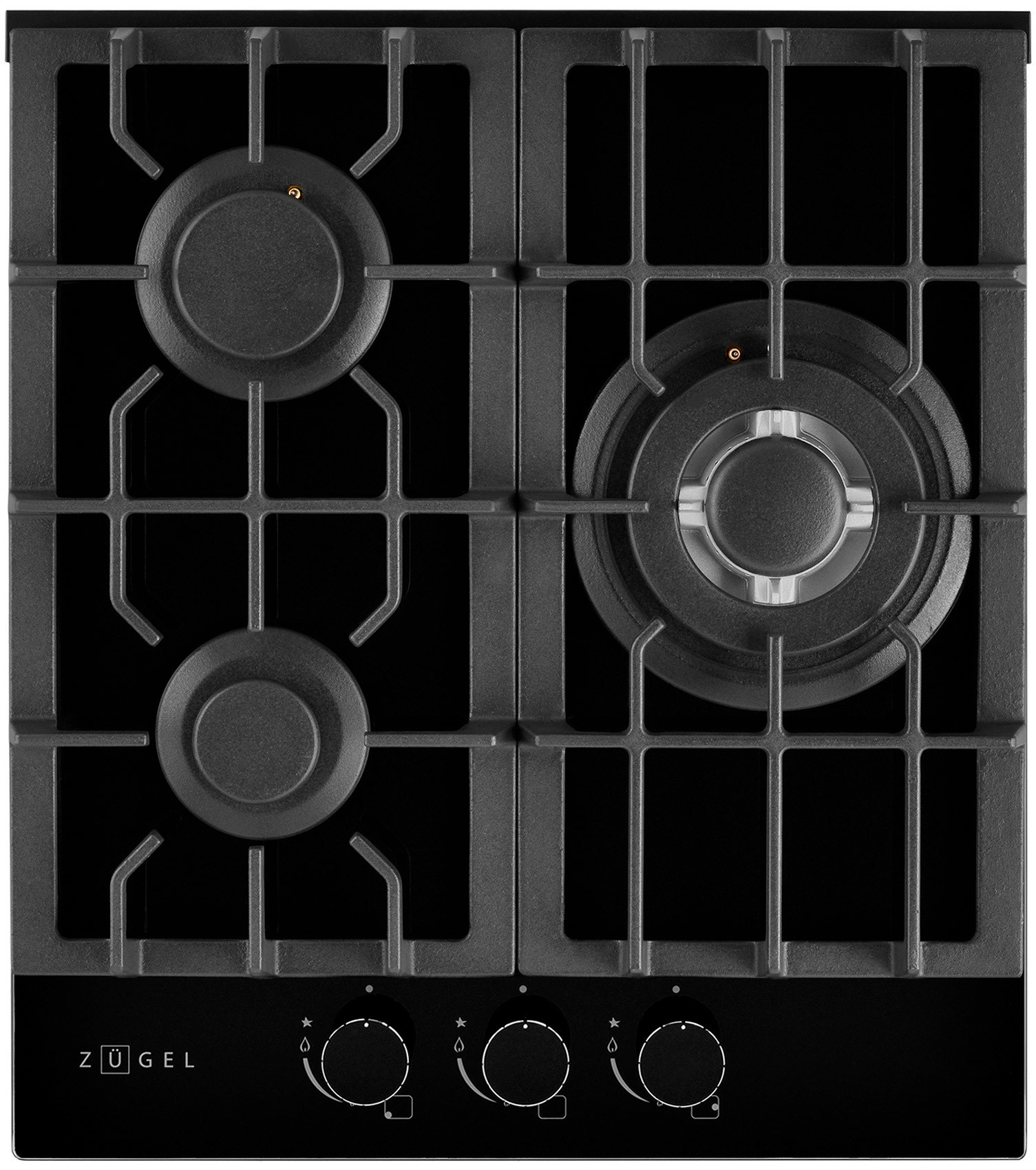 Изображение товара Газовая варочная панель Zugel ZGH451B 45 см 3 конфорки черный