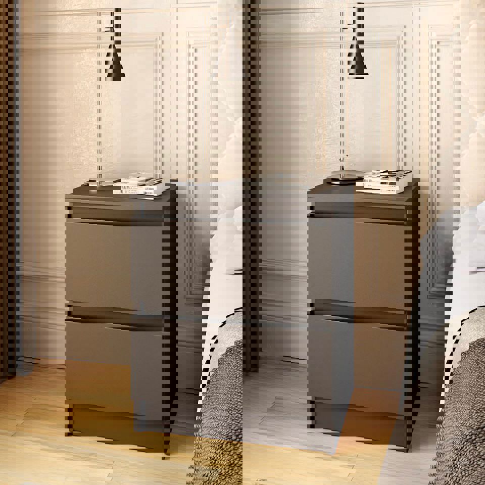 Изображение товара Тумба прикроватная Альбина с 2 ящиками и серым цветом 40x47x35 см