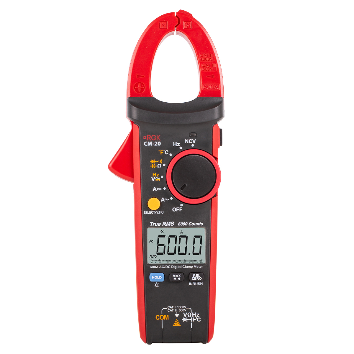 Изображение товара Цифровые токоизмерительные клещи RGK CM-20 до 600А с температурным измерением