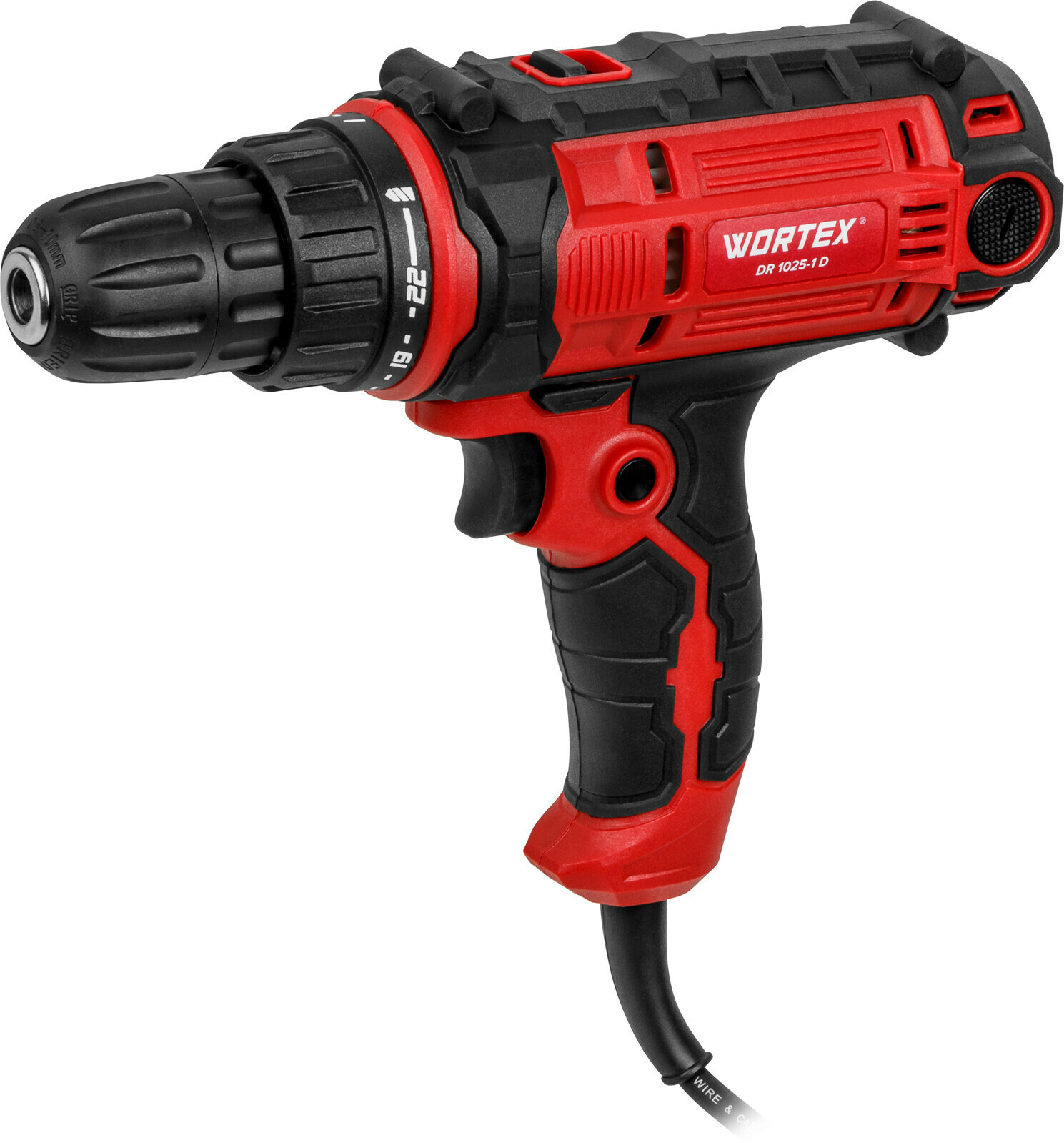 Изображение товара Мощная сетеванная дрель-шуруповерт Wortex DR 1025-1 D 300 Вт двухскоростной