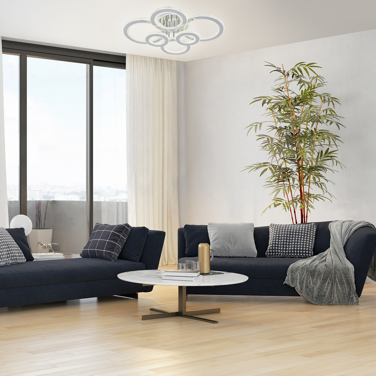 Изображение товара Люстра потолочная LED Escada Venus с пультом 37 м² регулируемый свет хром