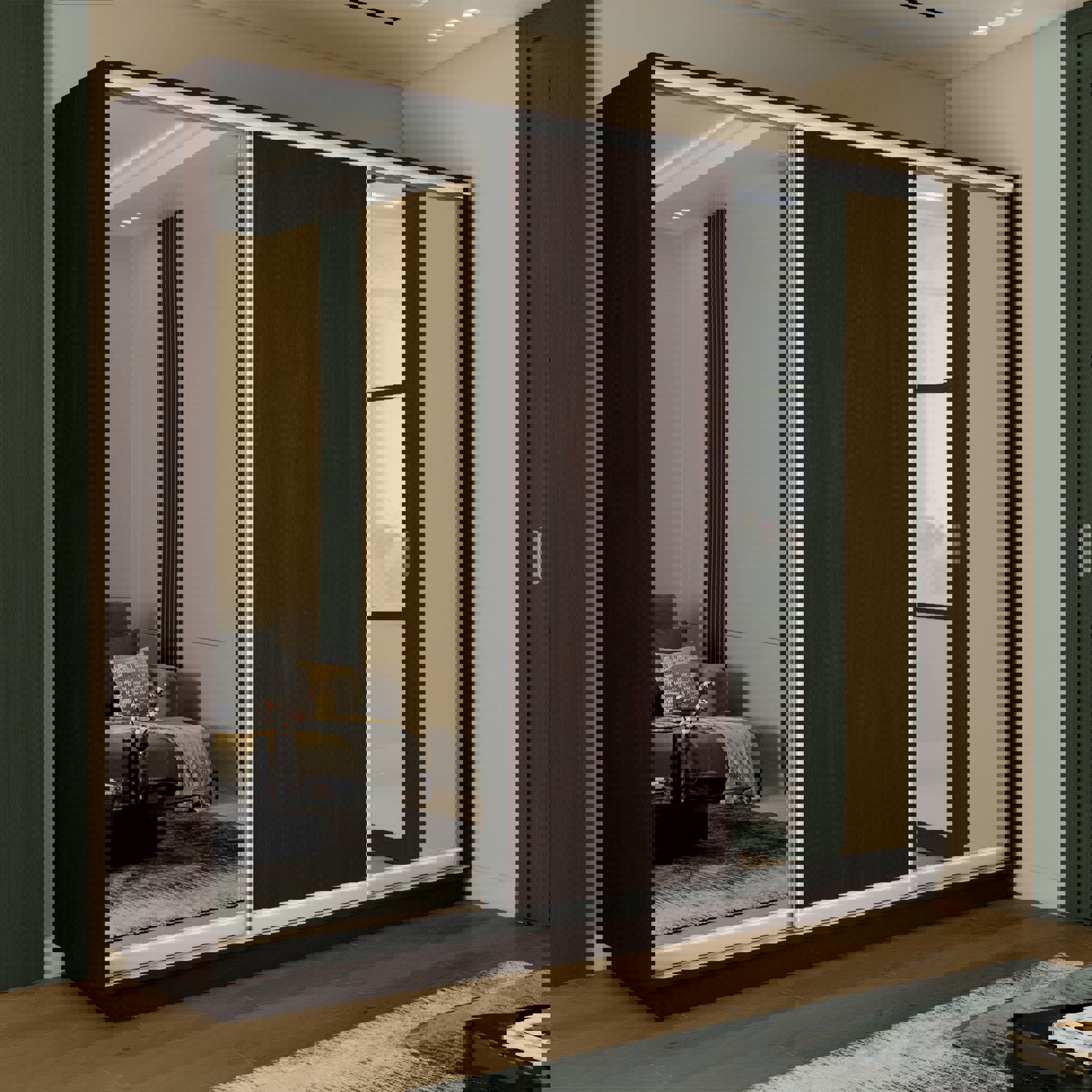 Изображение товара Шкаф-купе Мебельная Компания Е1 3 дверный венге 220x180x45 см с зеркалом