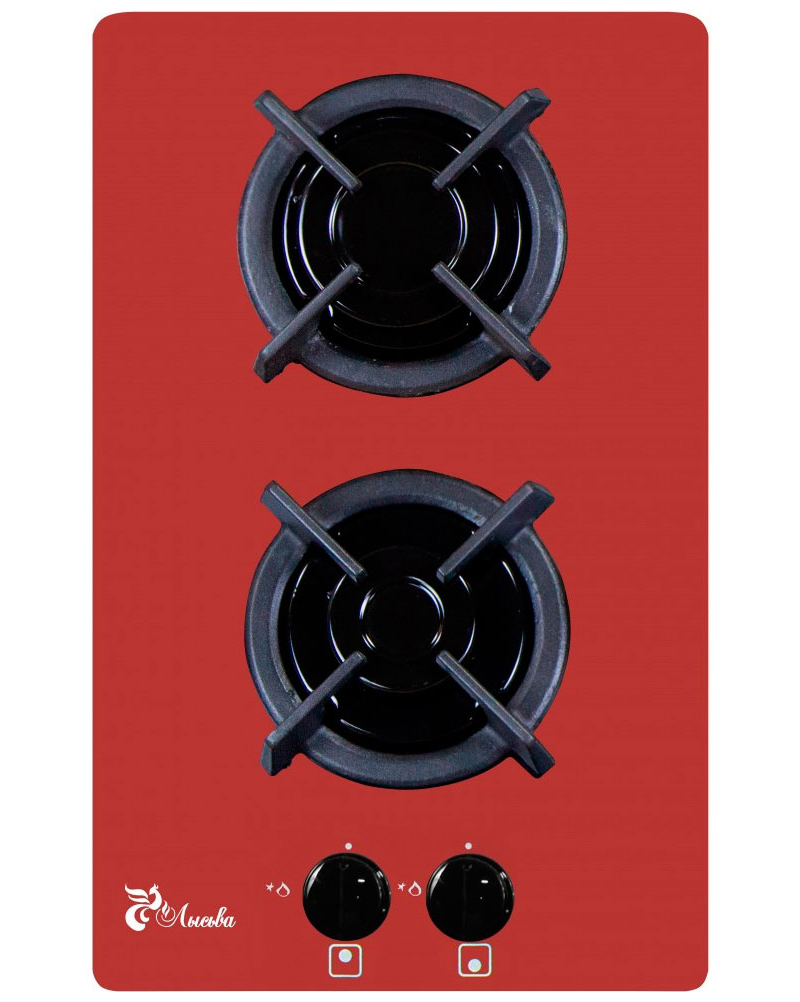 Изображение товара Газовая варочная панель Лысьва GR0260G00 красная 33 см 2 конфорки цвет красный