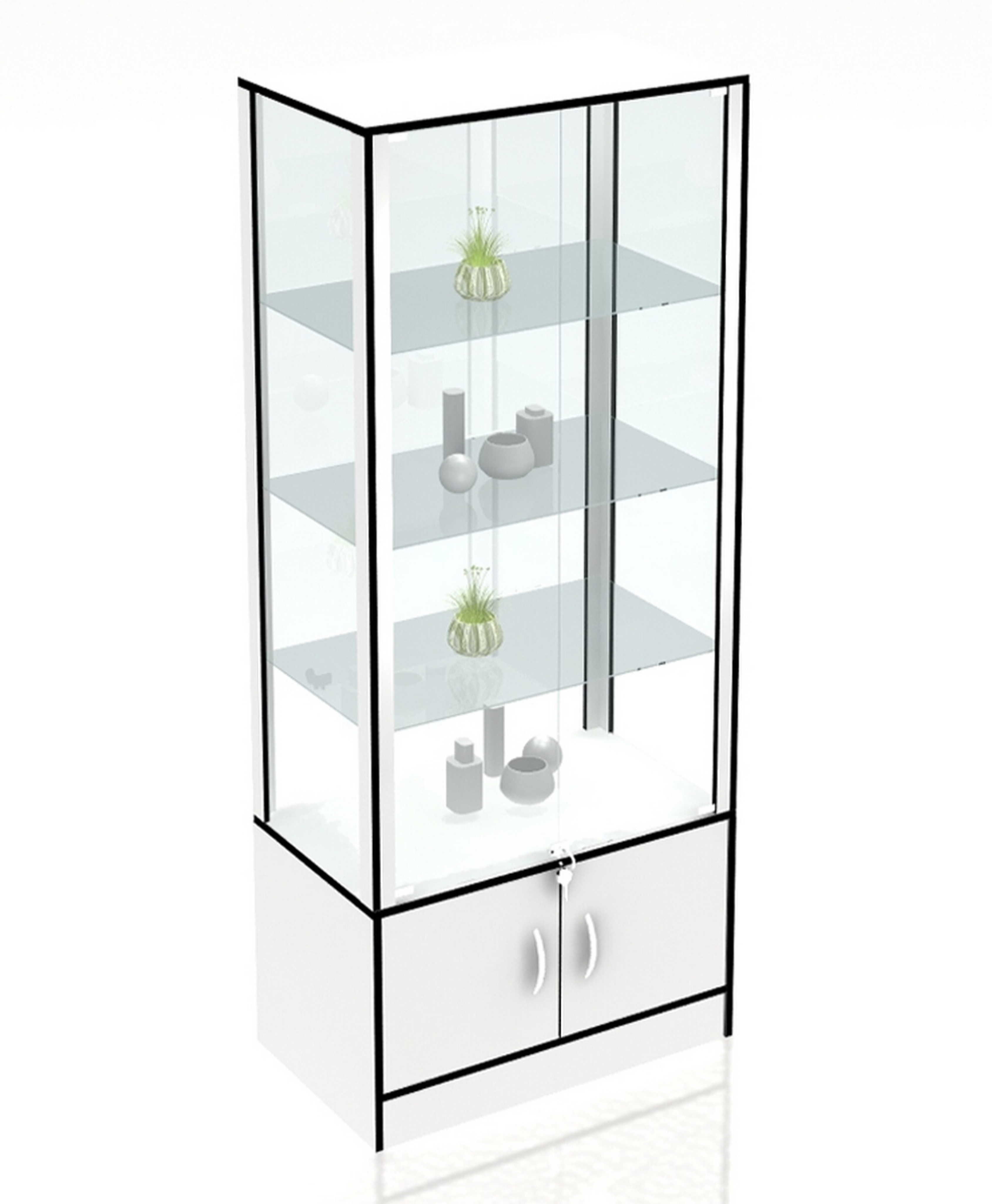 Изображение товара Шкаф-витрина 85x200 см с полками и накопителем для магазинов и кафе