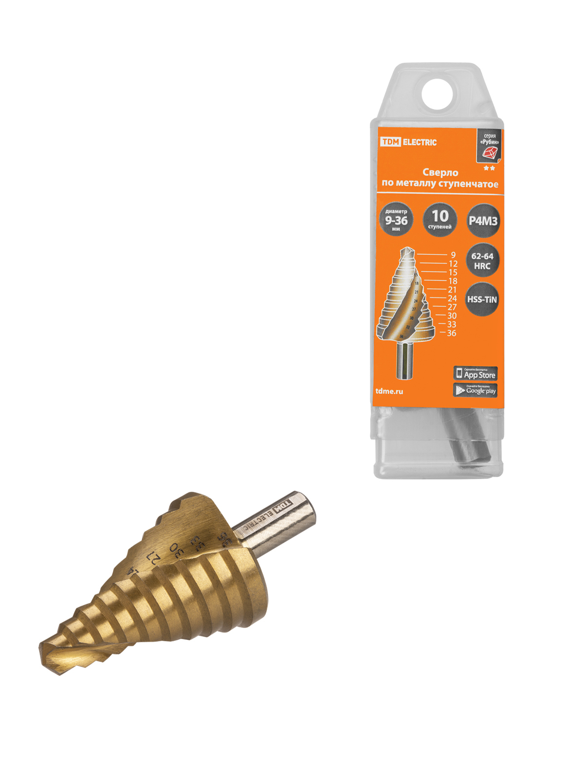 Изображение товара Сверло по металлу HSS-TiN 36x81 мм TDM Electric SQ1090-0719