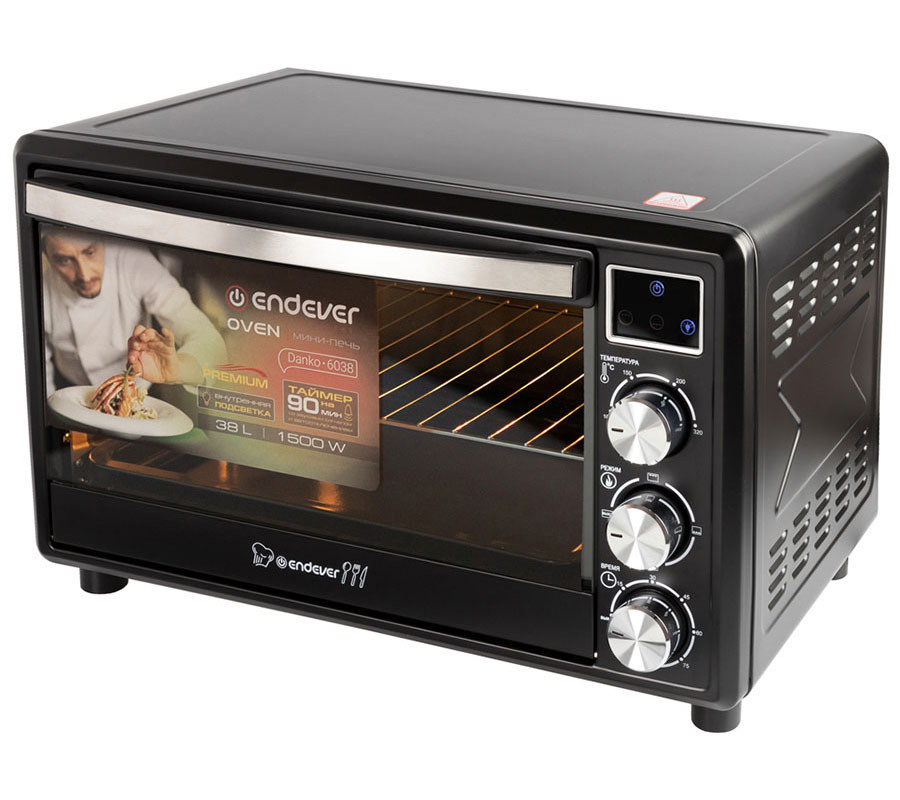 Изображение товара Электропечь Endever 416055 1500 Вт объем 38 л черная с дисплеем и таймером