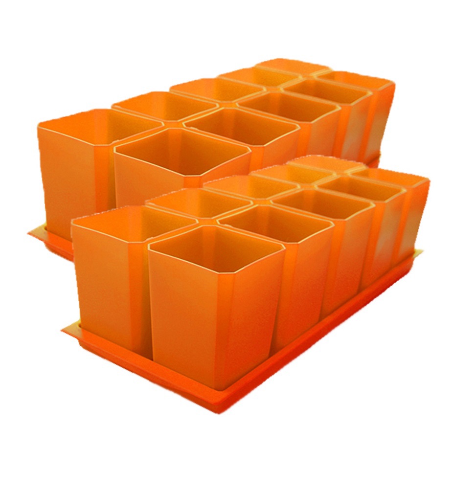 Изображение товара Набор горшков для рассады 2 шт Пеликан 10x0.75 л оранжевый