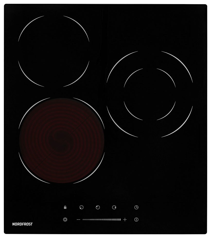 Изображение товара Электрическая варочная панель NORDFROST EM 4539 B 3 конфорки черный стеклокерамика быстро нагрев