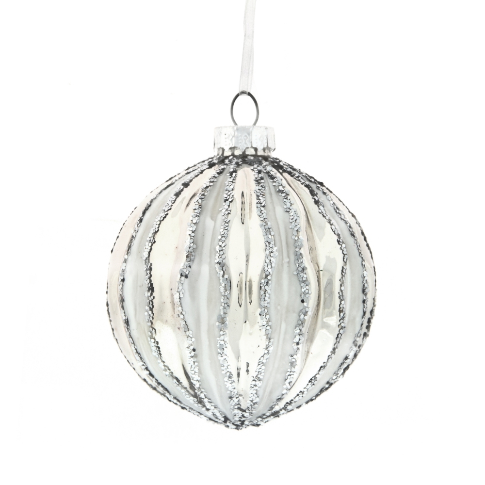 Изображение товара Елочный шар 745264 Лунный свет 8 см стекло серый/серебристый