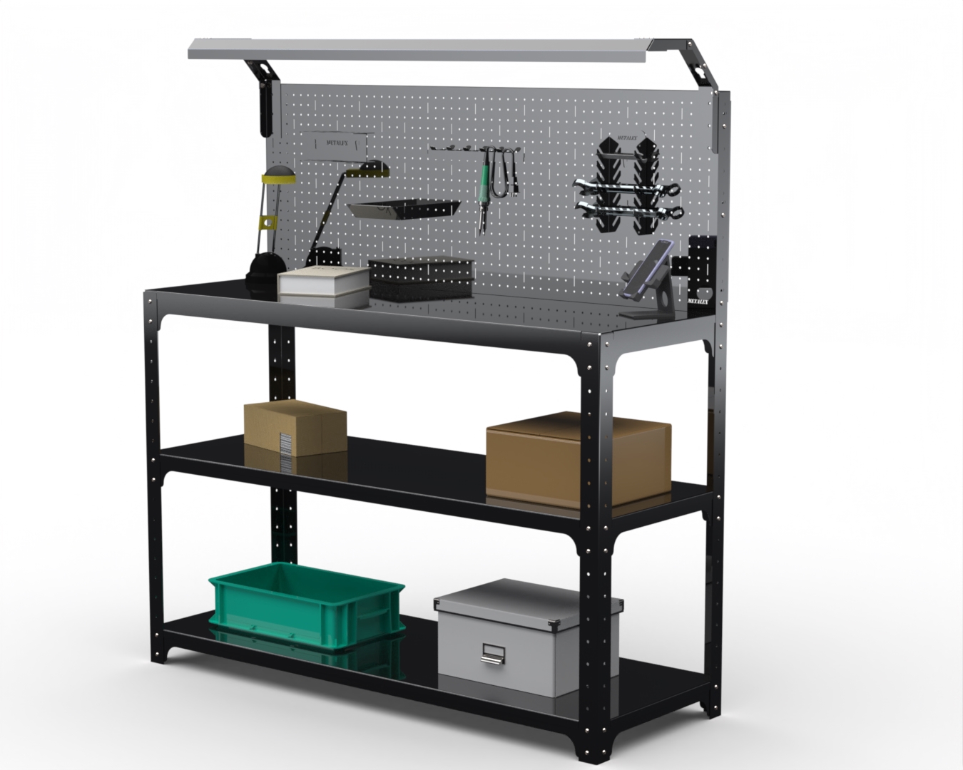 Изображение товара Стол-верстак Metalex 205781 950x1100x400 мм с освещением и перфопанелью