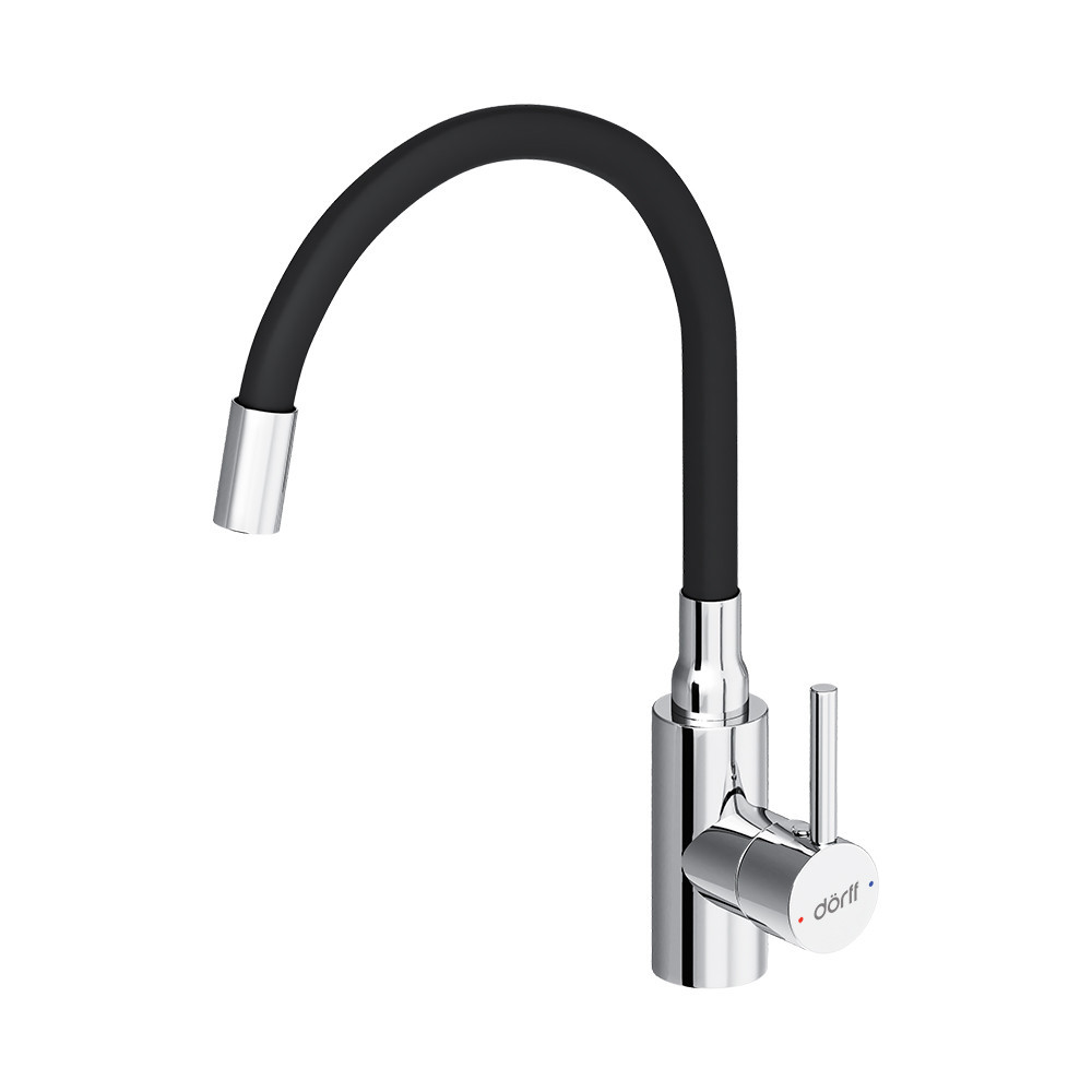 Изображение товара Смеситель для кухни Dorff D3007622 гибкий излив 24 см цвет черный