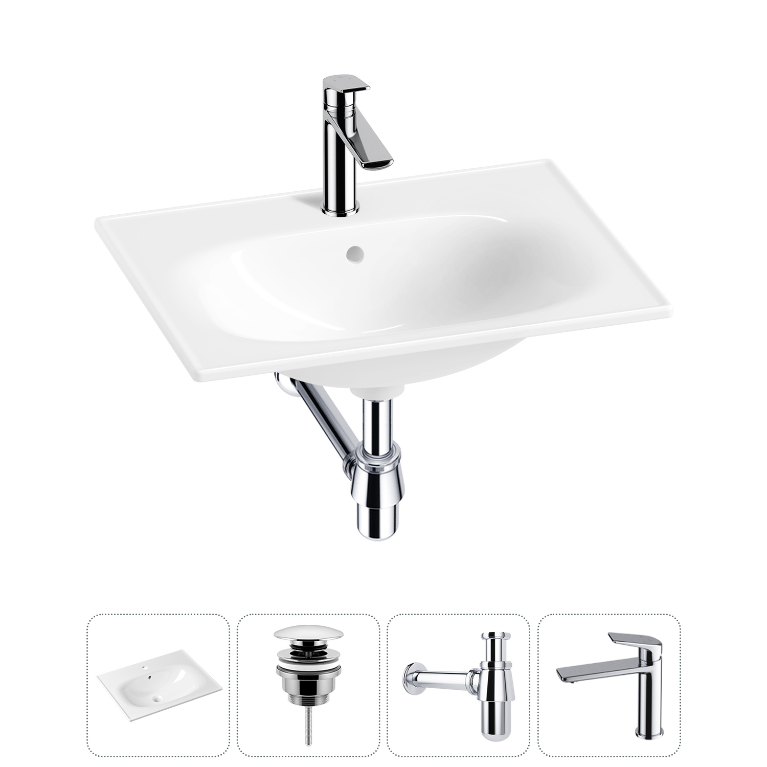 Изображение товара Раковина Lavinia boho bathroom sink 20217631R 60 см с донным клапаном сифон и смесителем