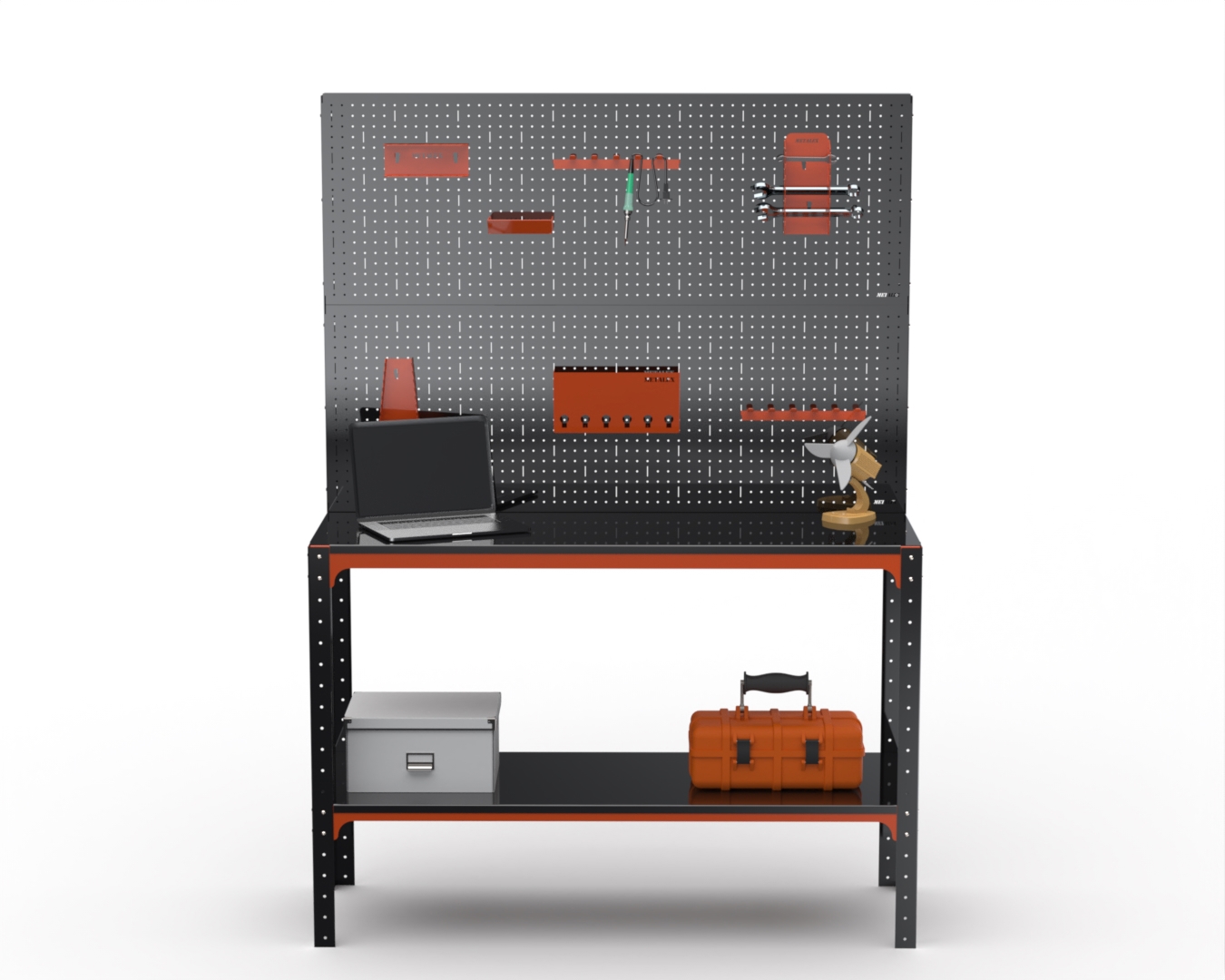 Изображение товара Стол-верстак Metalex Kit 204670 950x1600x500 мм нагрузка 260 кг оранжево-черный