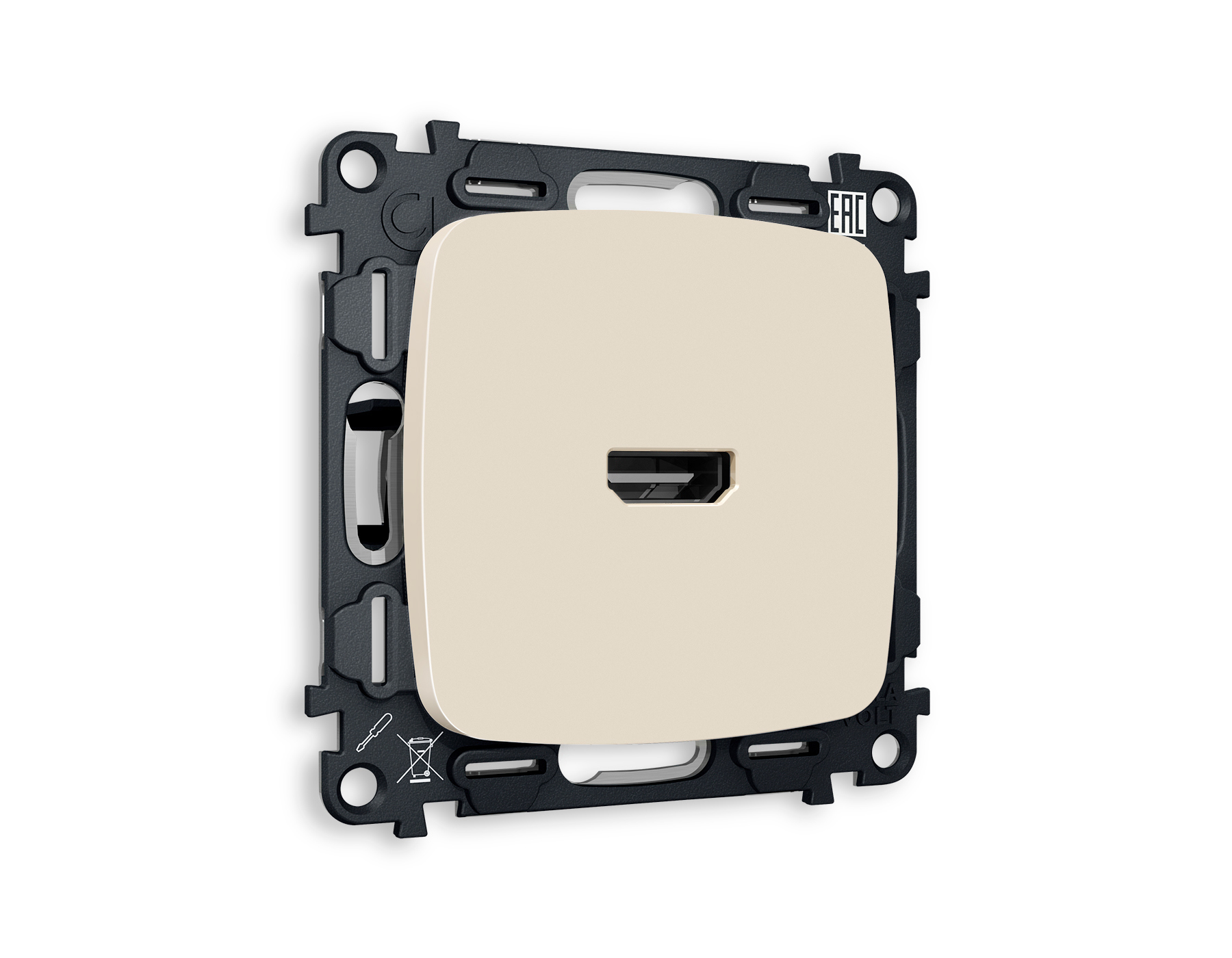 Изображение товара Ambrella Volt Omega MO334010 Розетка HDMI 2 0 встраиваемая с заземлением Бежевый матовый