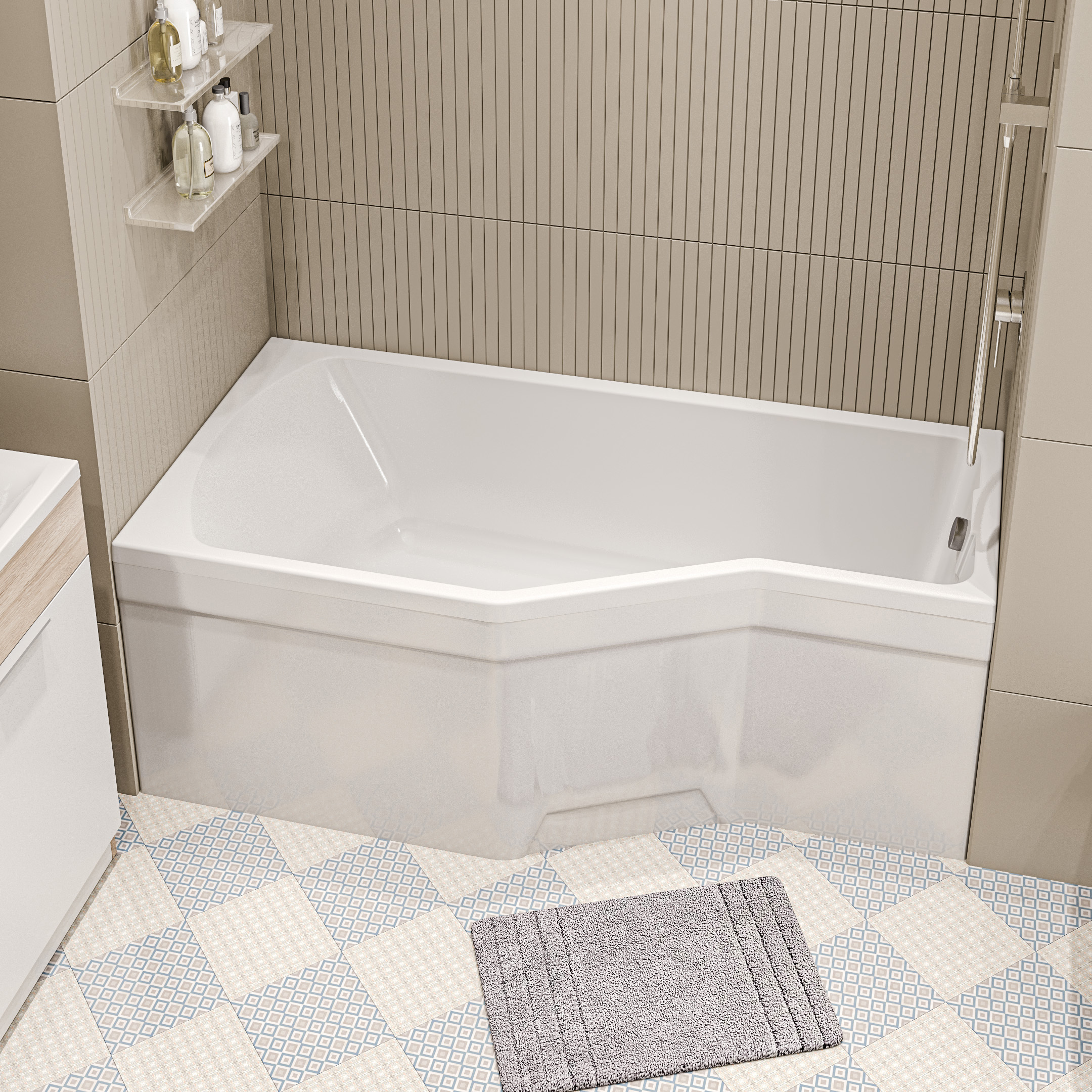 Изображение товара Асимметричная ванна Marka One Convey 170x75 белая левая акриловая