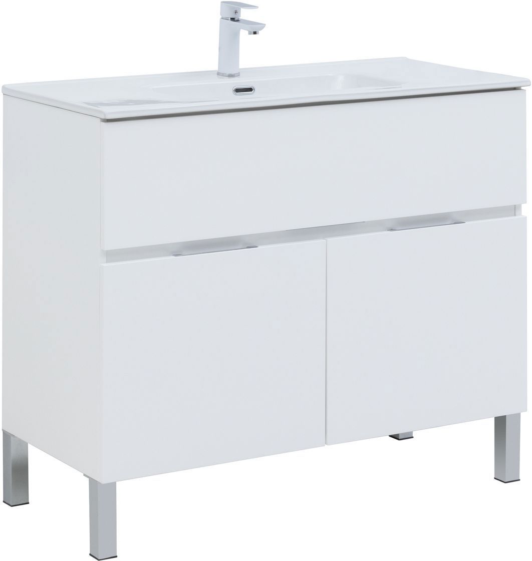 Изображение товара Тумба под раковину напольная Aquanet Алвита New 100 см белый матовый