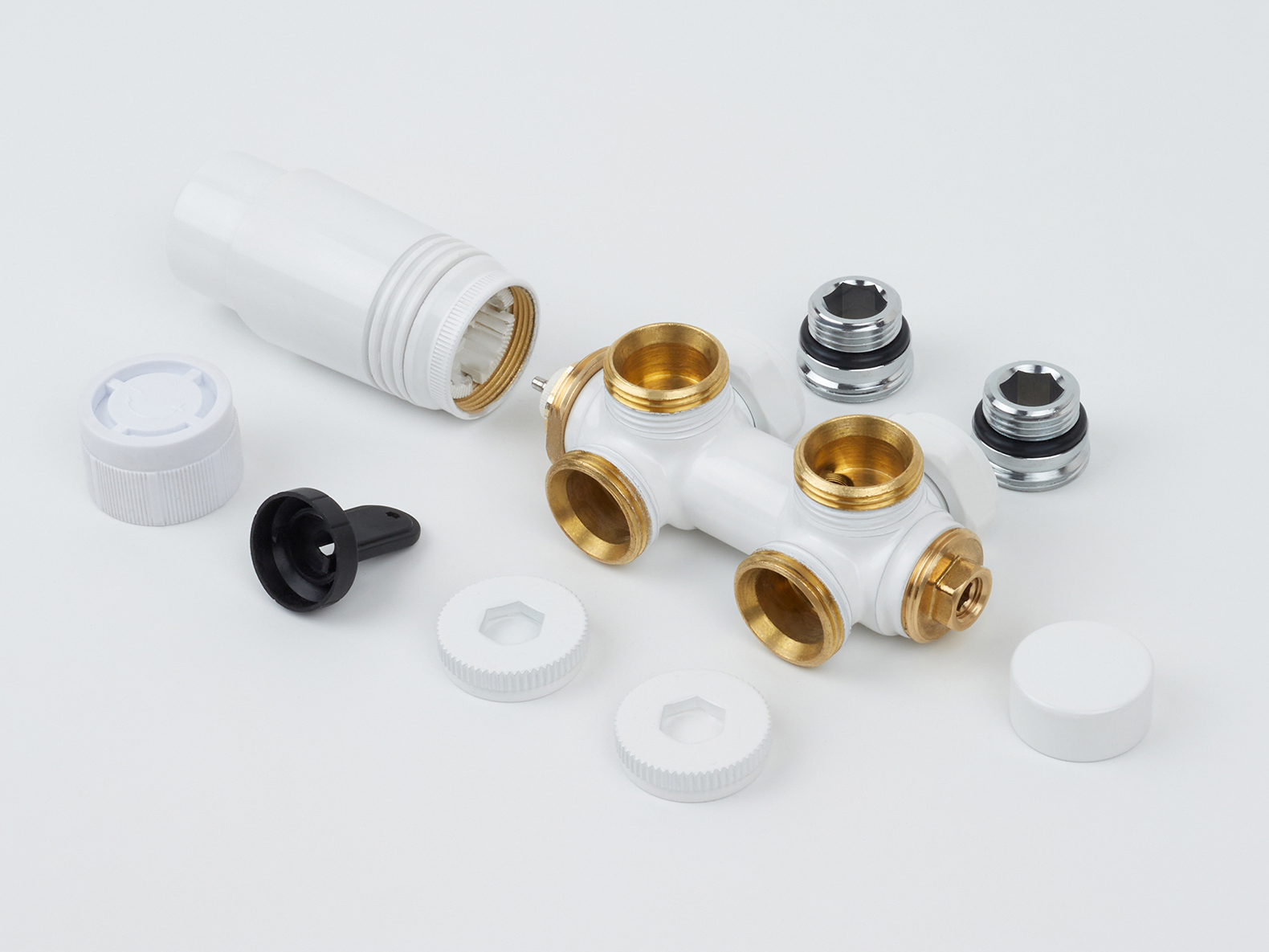 Изображение товара Монтажный комплект для радиатора Guardo Multiflex+ R 1/2"x3/4" латунь белый