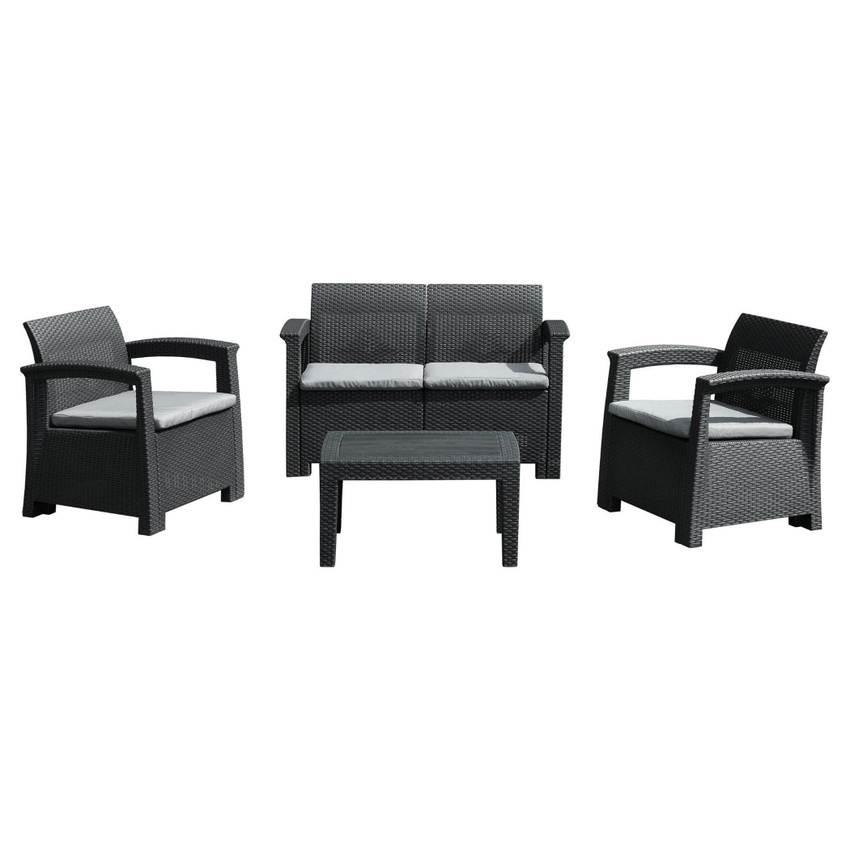 Изображение товара Набор садовой мебели для обеда 4 предмета из искусственного ротанга серый