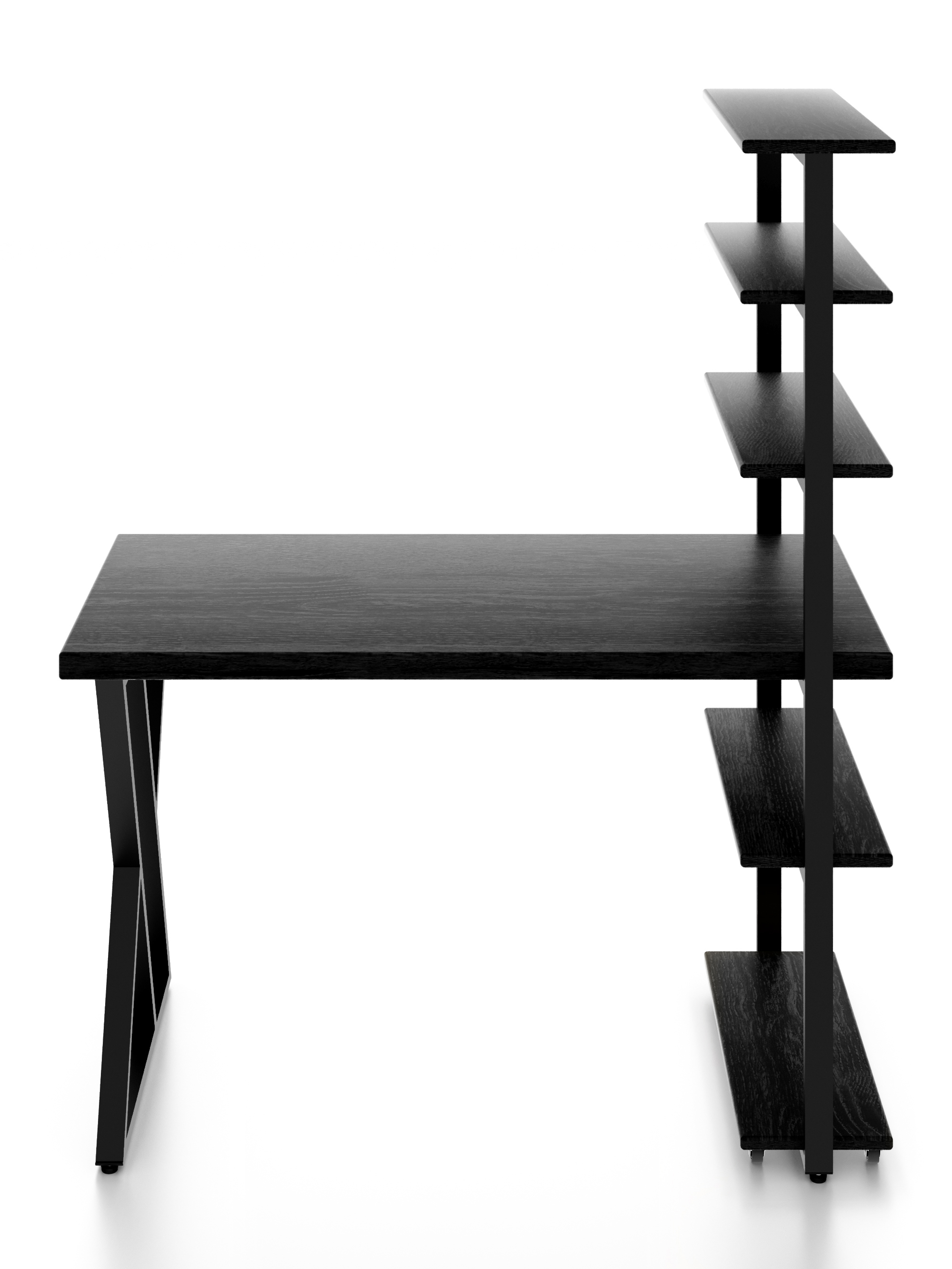 Изображение товара Стол Solarius loft с 5 полками столешница 40 мм 60x145x120 см черные металлические Z-образные ножки сосна цвет антрацит