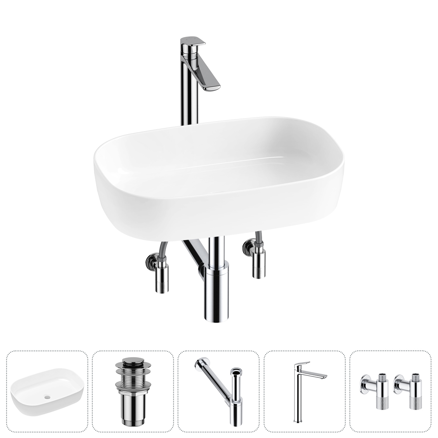 Изображение товара Раковина Lavinia boho bathroom sink slim 54 см белая комплект 5 в 1