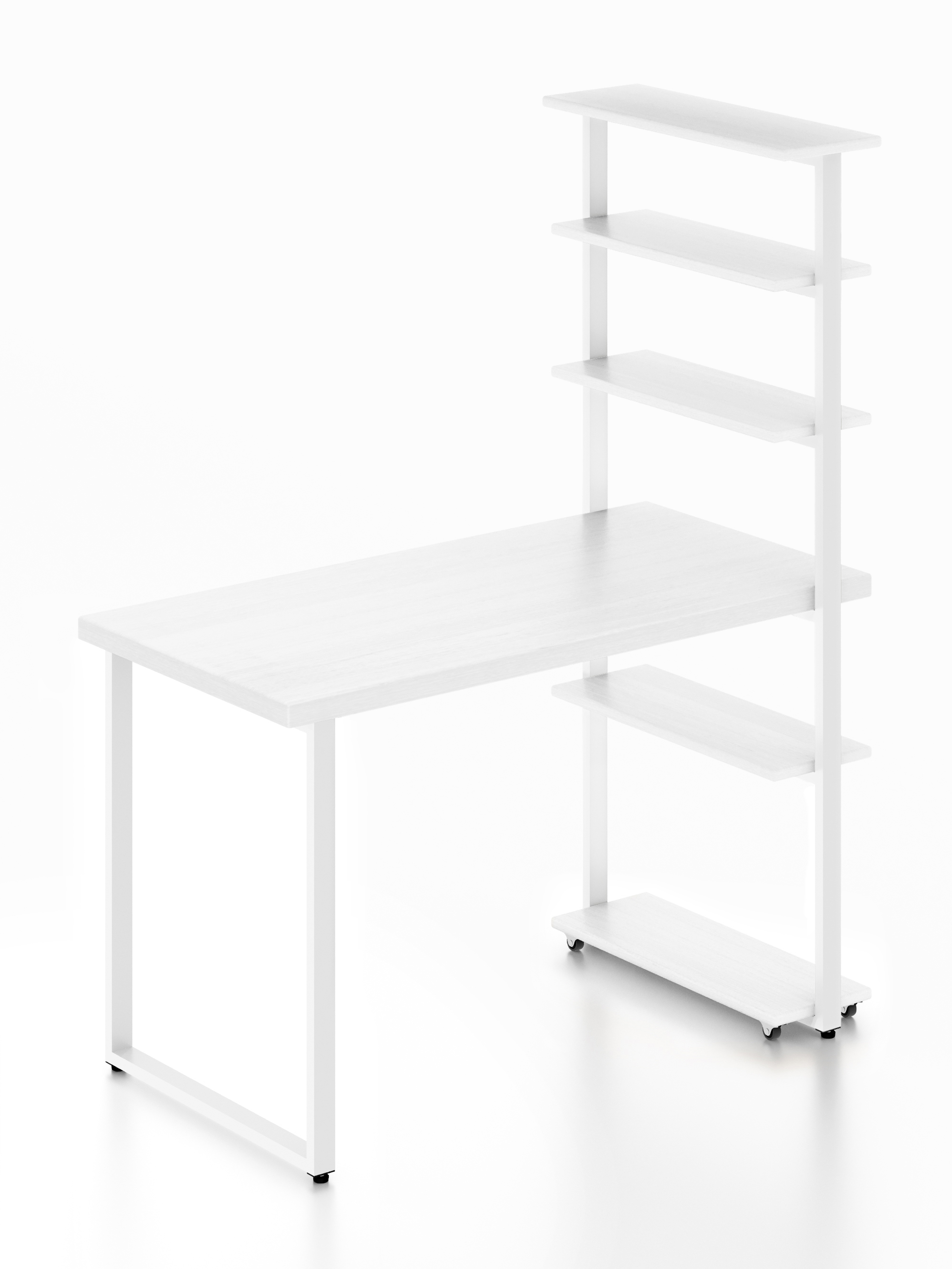 Изображение товара Стол Solarius loft 5 полок столешница 40 мм 60x145x100 см белые металлические ножки сосна цвет белый