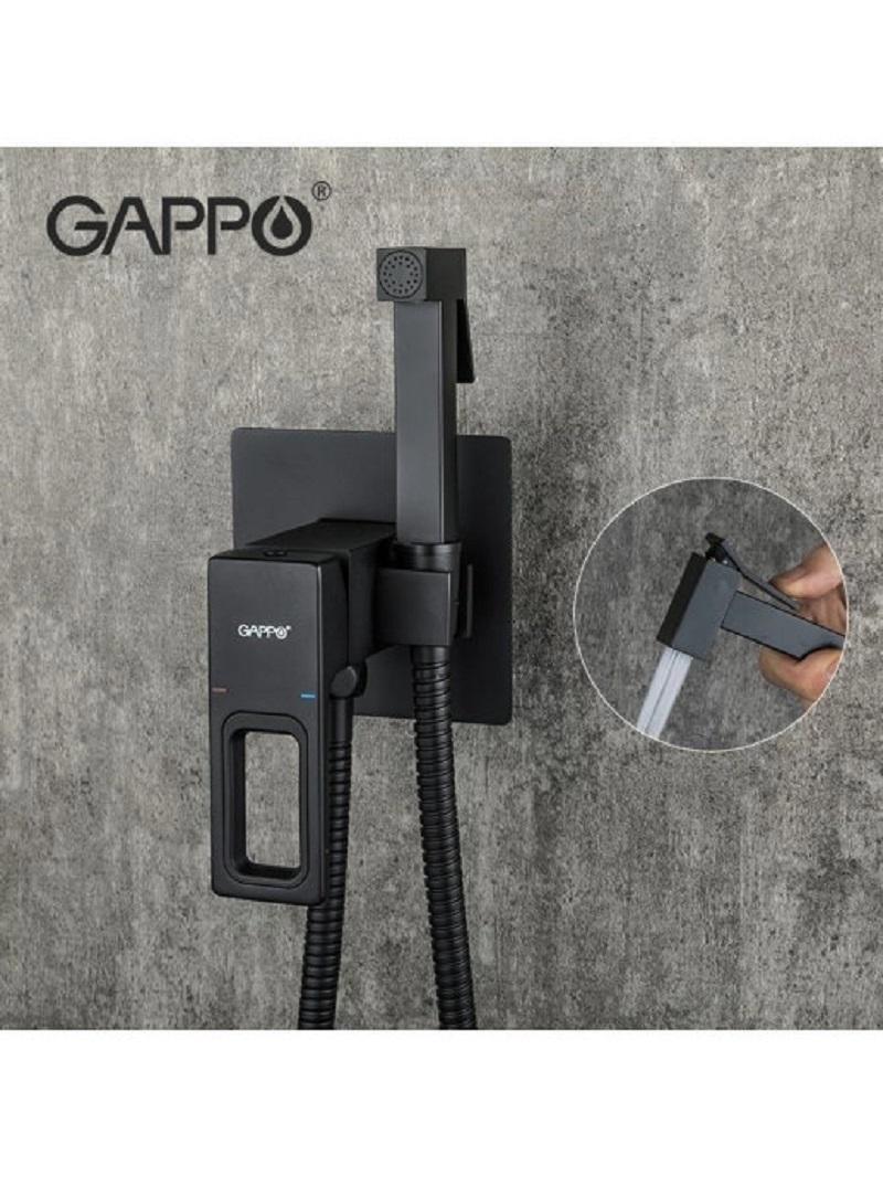 Изображение товара Набор для подключения гигиенического душа Gappo G7217-6 однорычажный черный латунь современный диза
