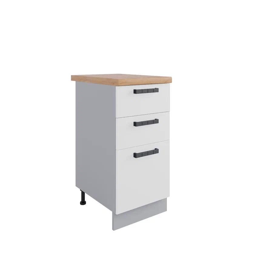 Изображение товара Кухонный шкаф напольный Дсв мебель Nova 40x81.6x60 см с ящиками светло-серый белый