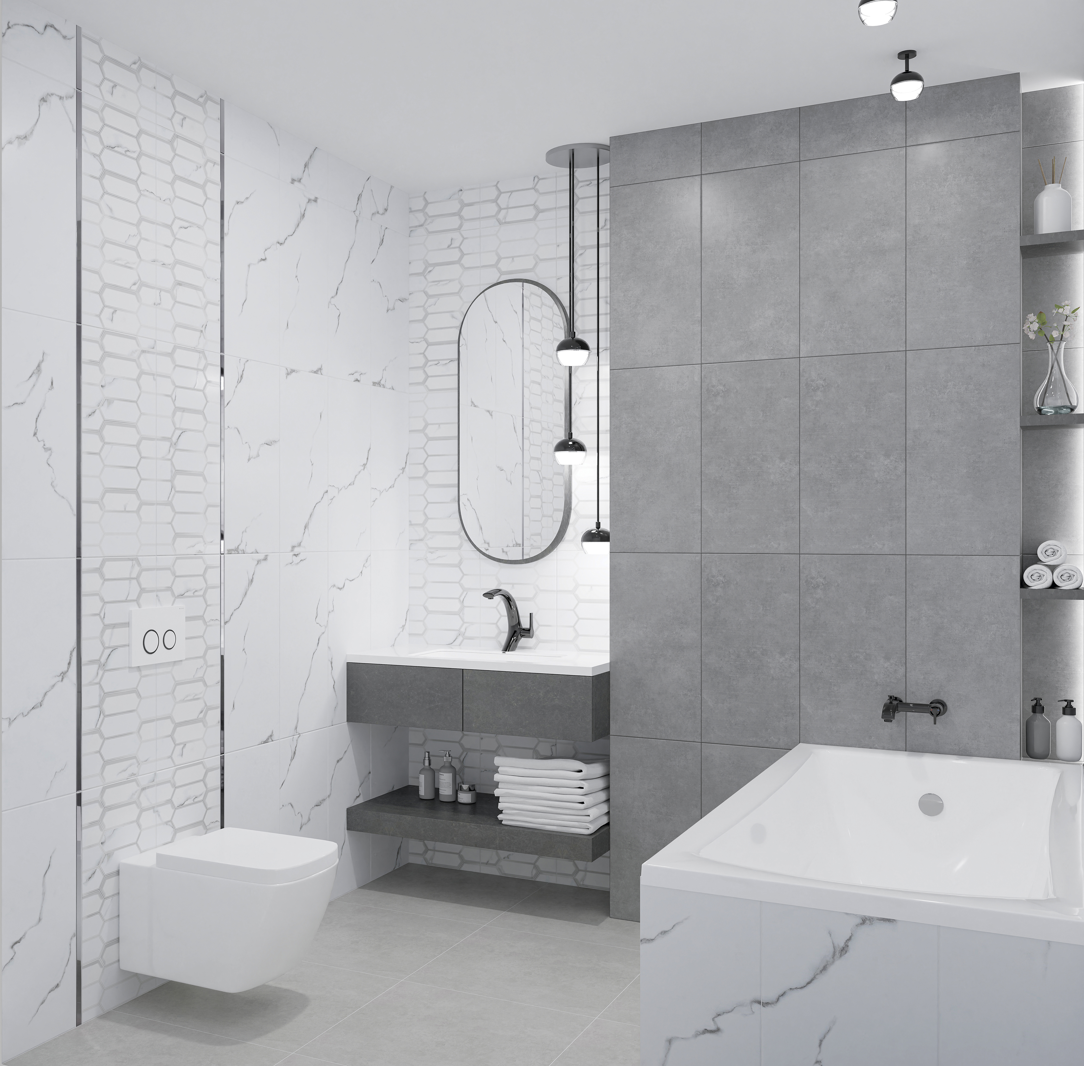 Изображение товара Настенная плитка Azori Calacatta Opaco 31.5x63 см белая с мраморным эффектом