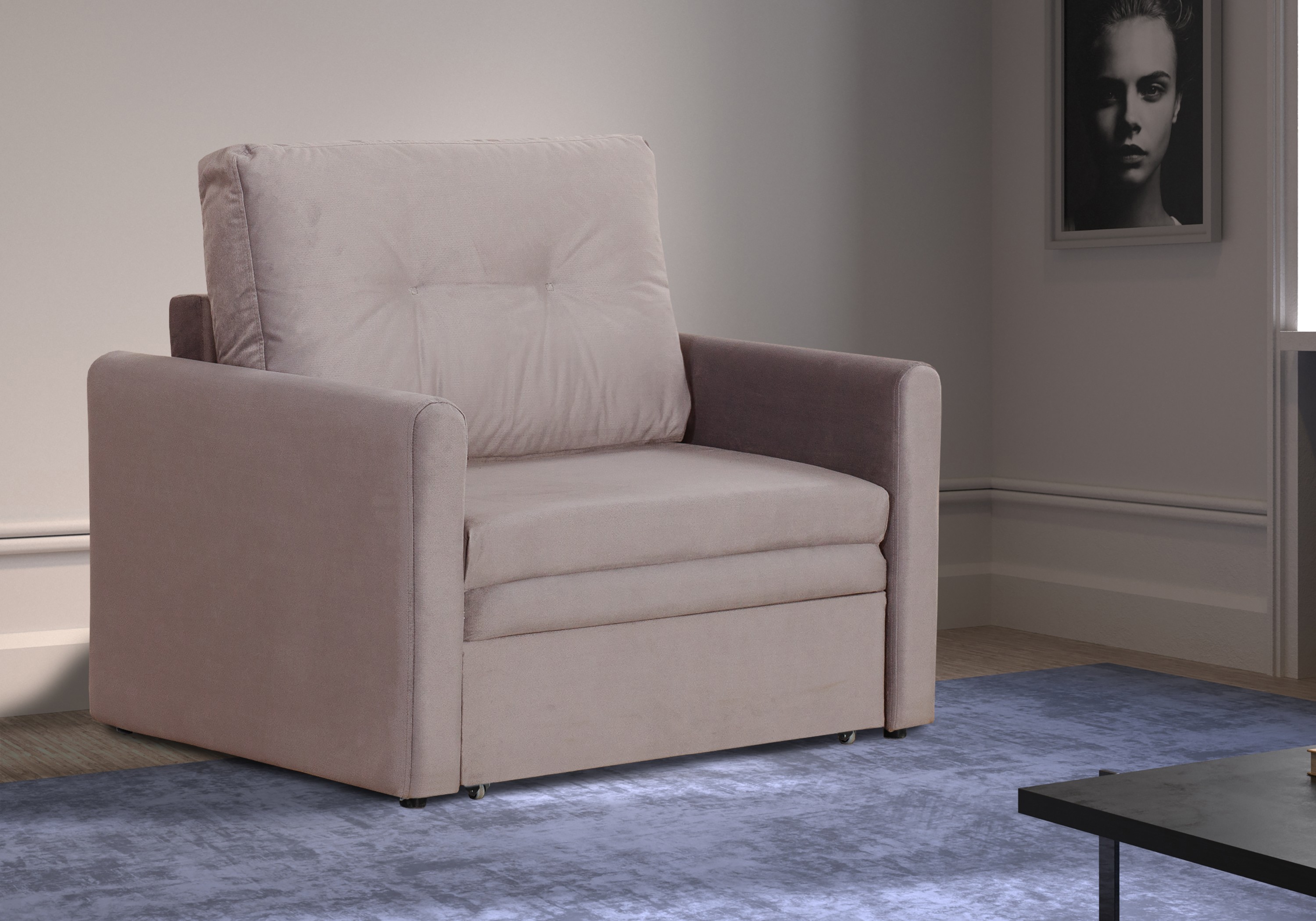 Изображение товара Диван раскладной Юнат 106x94x87 см велюр какао с ящиком и механизмом выкатной