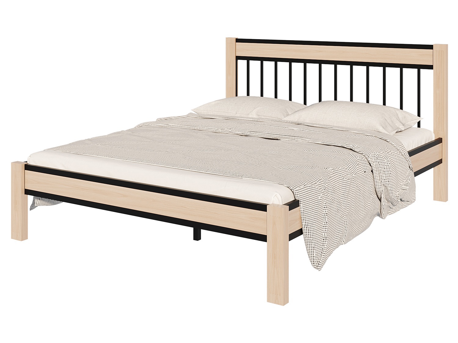 Изображение товара Кровать Агата Форвард-Мебель 169x100x208.5 см металлическая с березовыми ножками