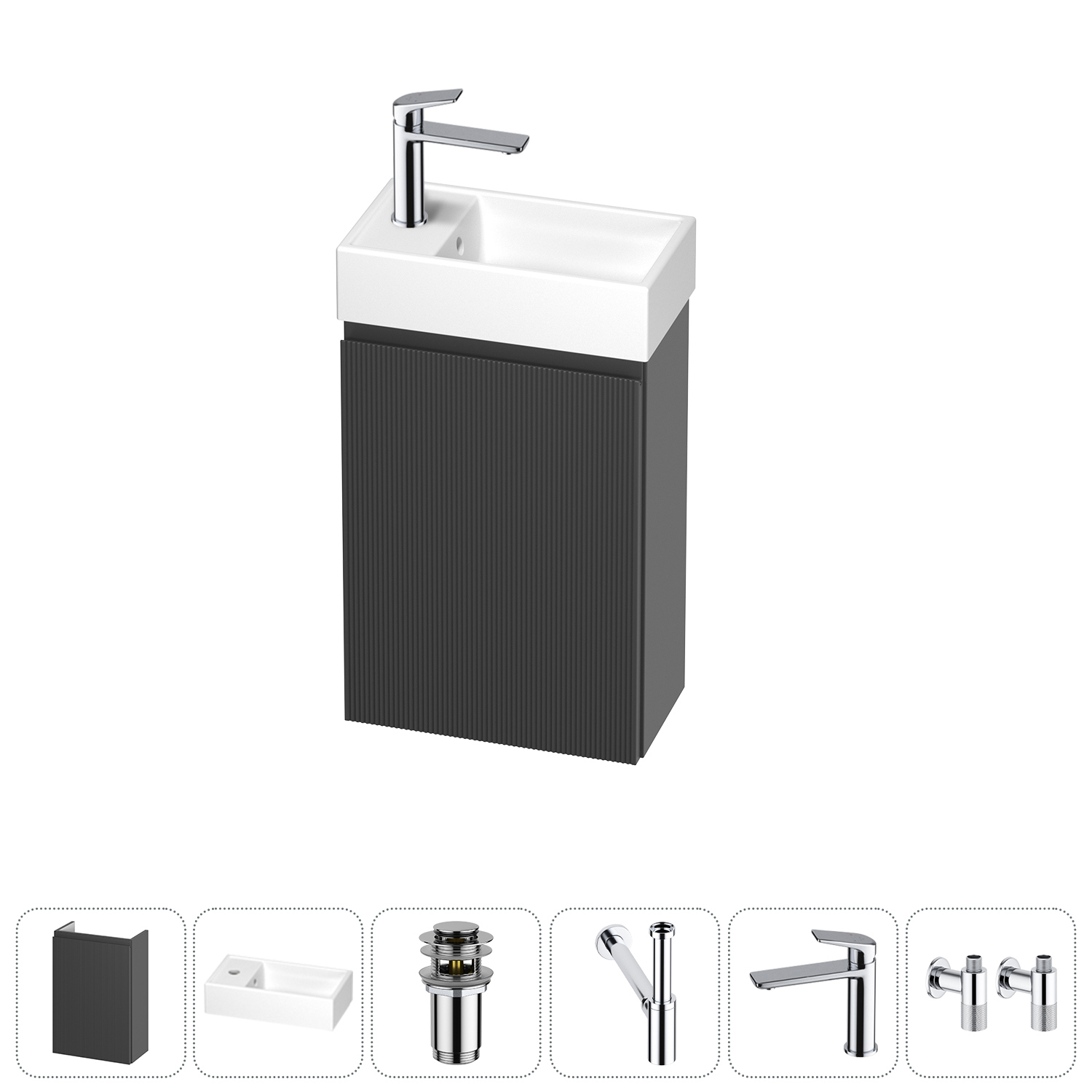 Изображение товара Подвесная тумба с раковиной WC Area 40 см серый/серебристый Wellsee